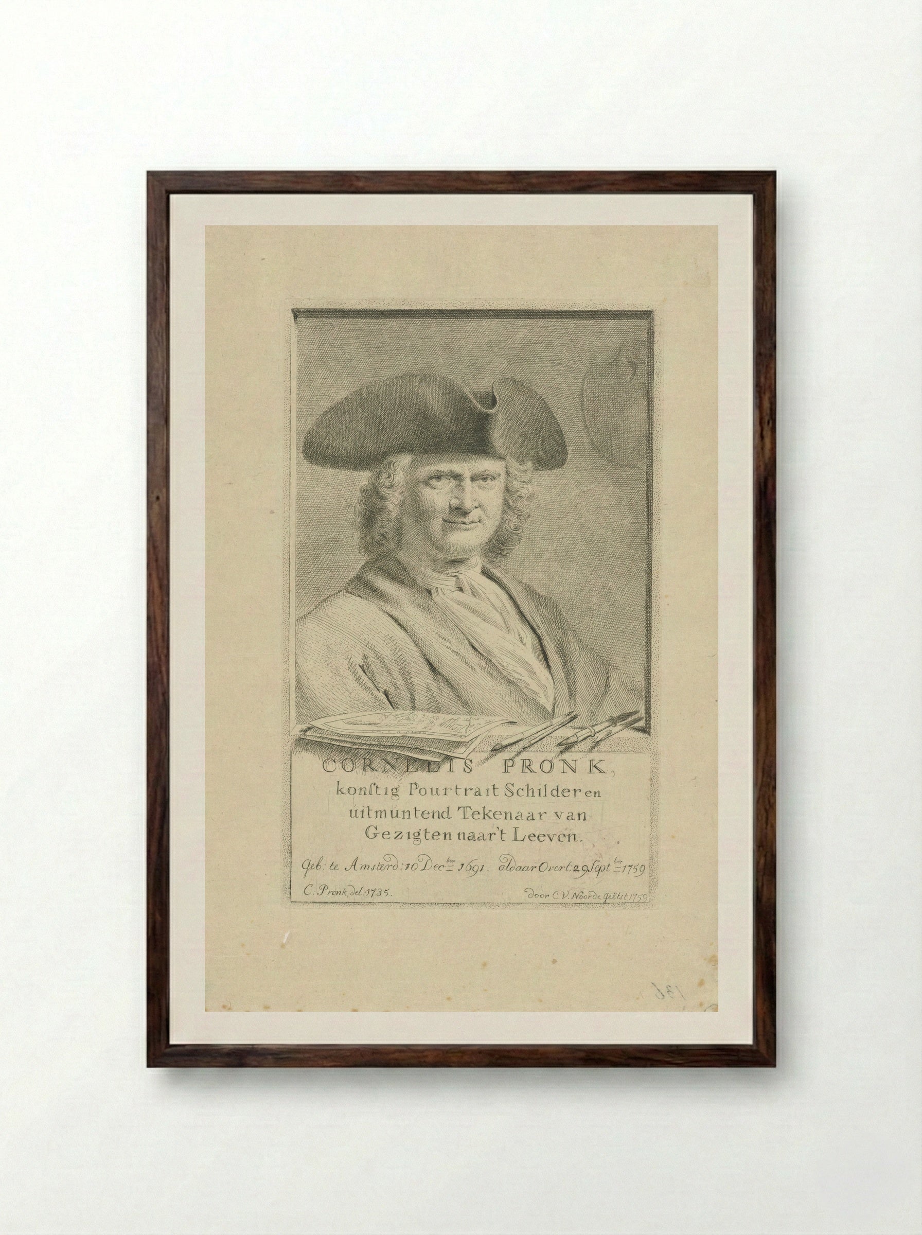 Portrait of Cornelis Pronk - Cornelis Pronk - Framed Print Dark Wood