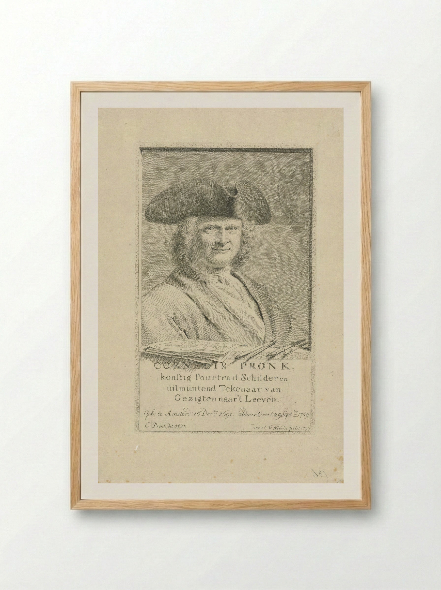 Portrait of Cornelis Pronk - Cornelis Pronk - Framed Print Wood