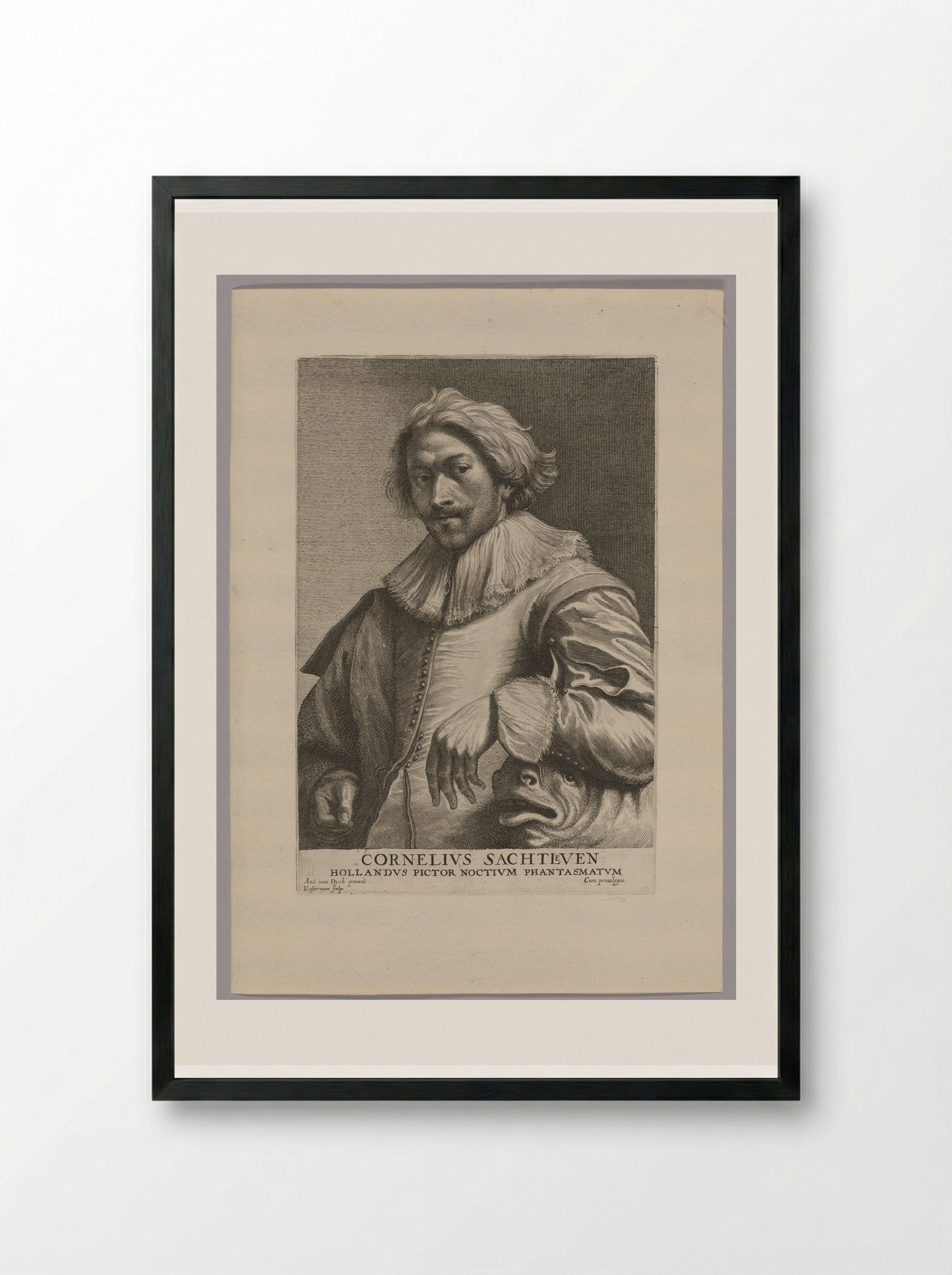 Portrait of Cornelis Saftleven - Lucas Vorsterman I - Framed Print Black