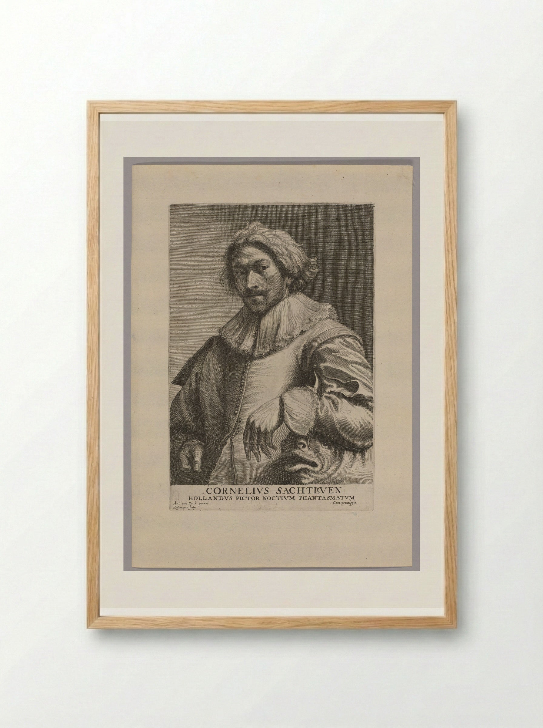 Portrait of Cornelis Saftleven - Lucas Vorsterman I - Framed Print Wood