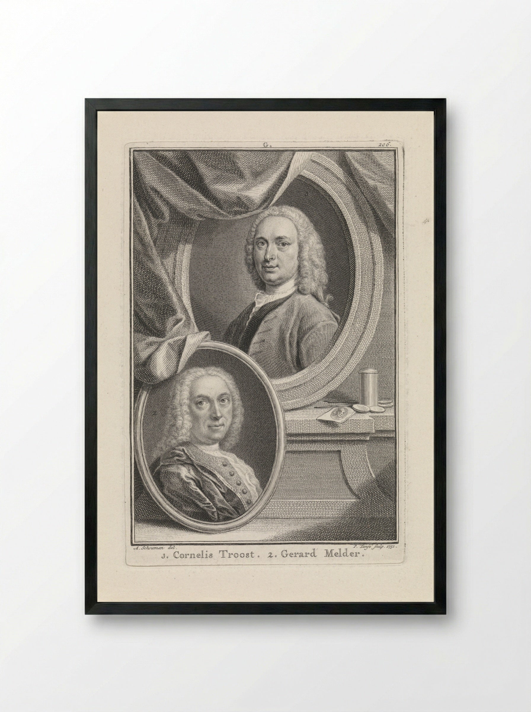 Portrait of Cornelis Troost and Gerard Melder - Pieter Tanjé - Framed Print Black
