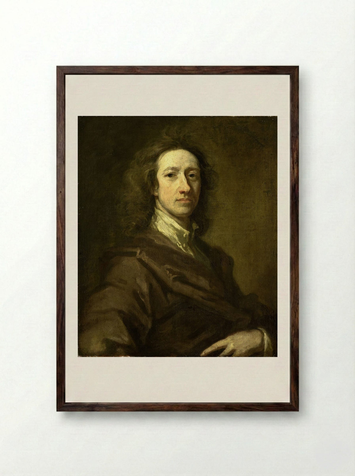 Portrait of Cornelis de Bruyn - Gottfried Kneller - Framed Print Dark Wood