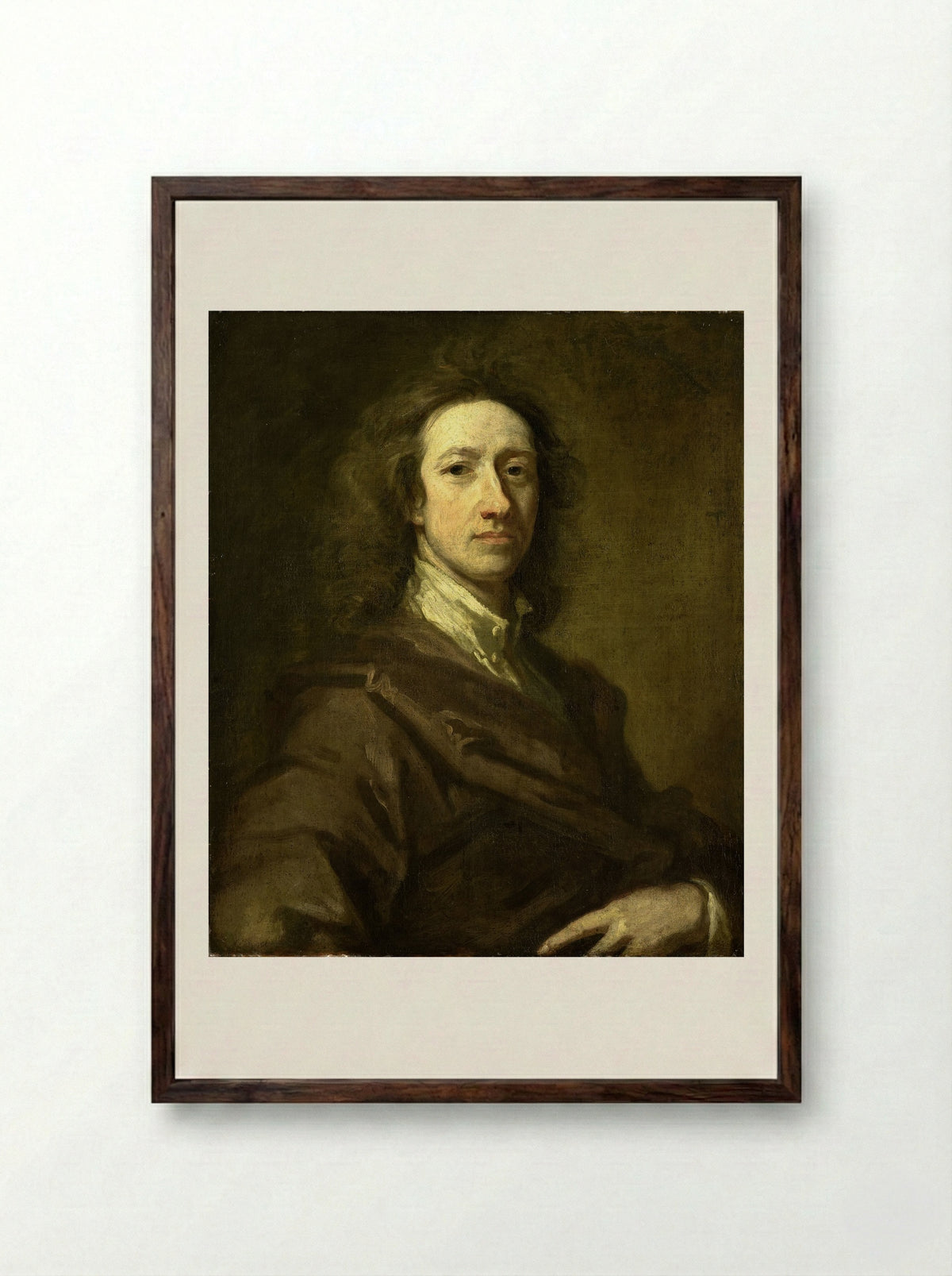 Portrait of Cornelis de Bruyn - Gottfried Kneller - Framed Print Dark Wood