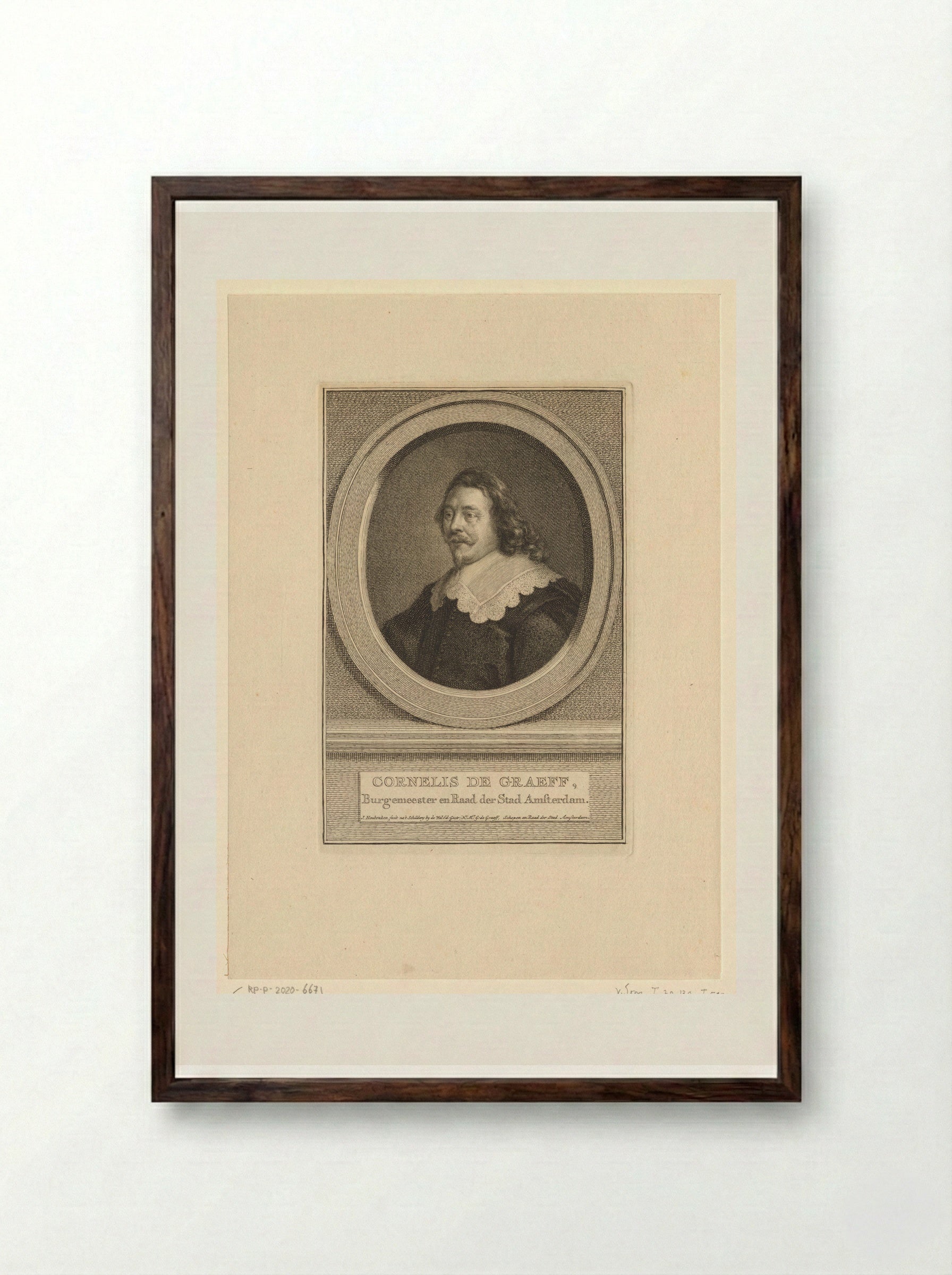 Portrait of Cornelis de Graeff - Jacob Houbraken - Framed Print Dark Wood