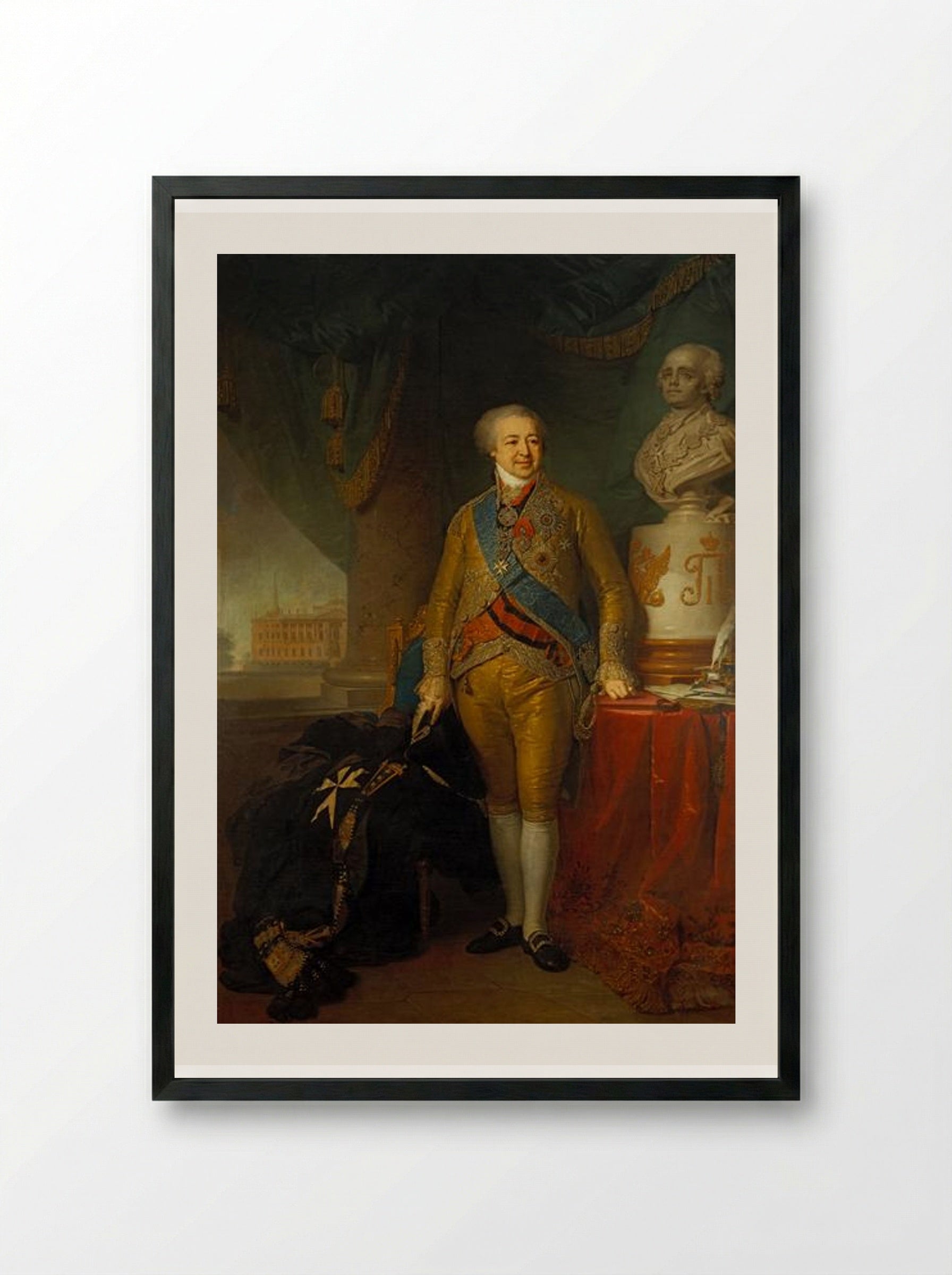Portrait of Count Alexander Kurakin - Vladimir Borovikovsky - Framed Print Black