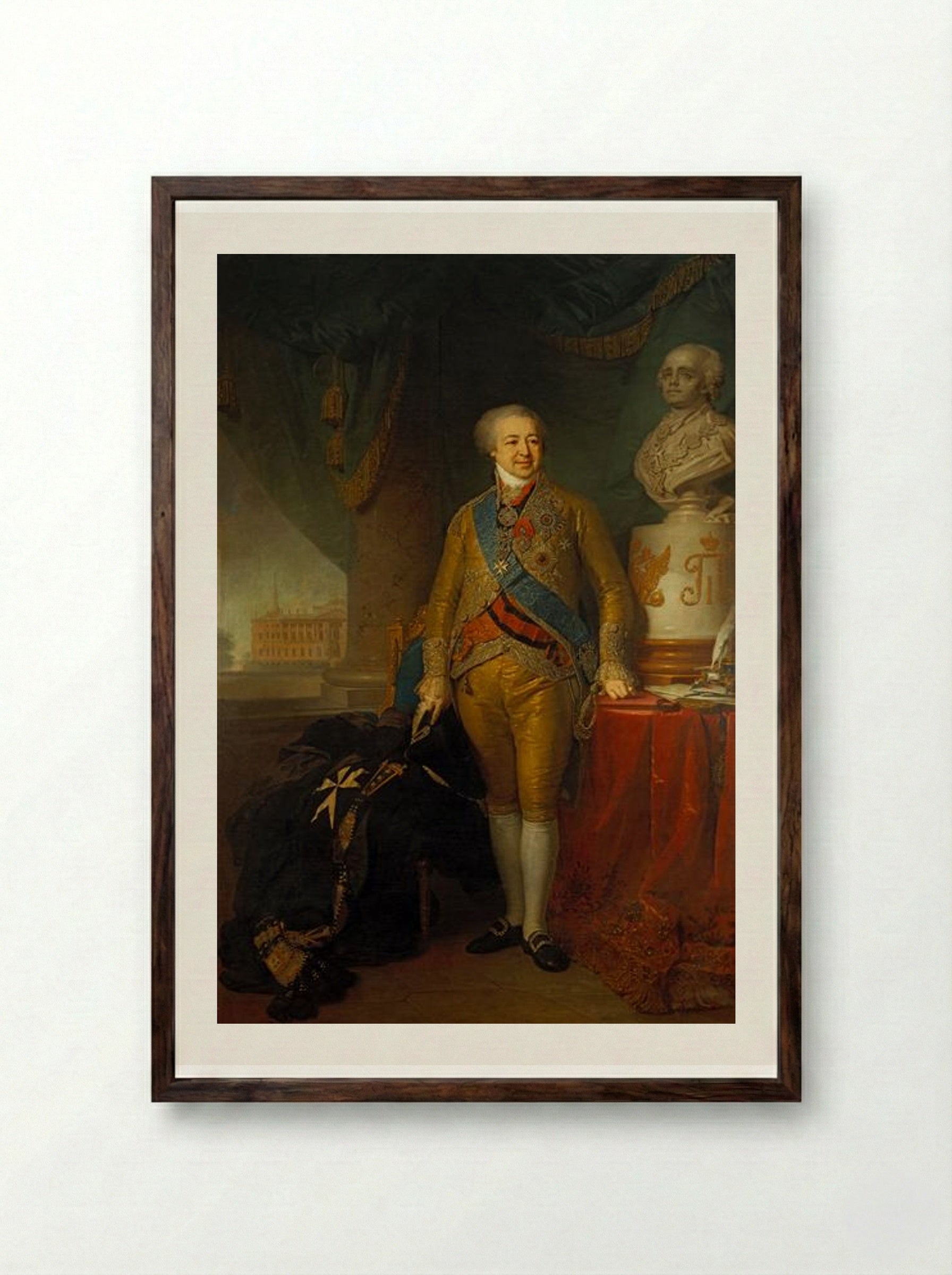 Portrait of Count Alexander Kurakin - Vladimir Borovikovsky - Framed Print Dark Wood