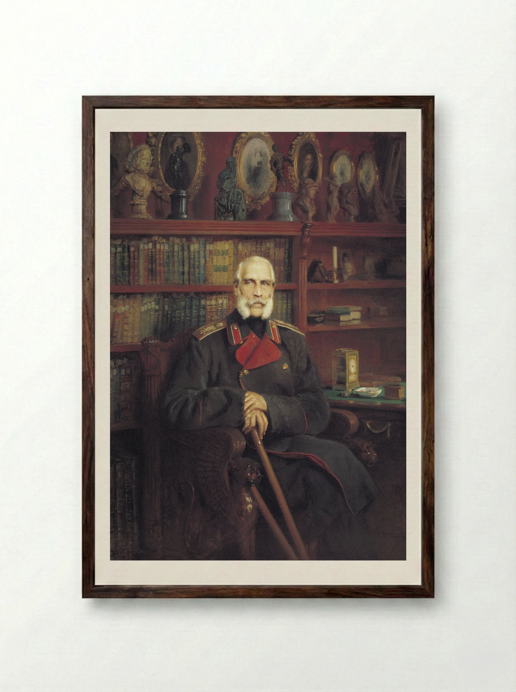 Portrait of Count Sergei Grigoriyevich Stroganov - Konstantin Makovsky - Framed Print Dark Wood