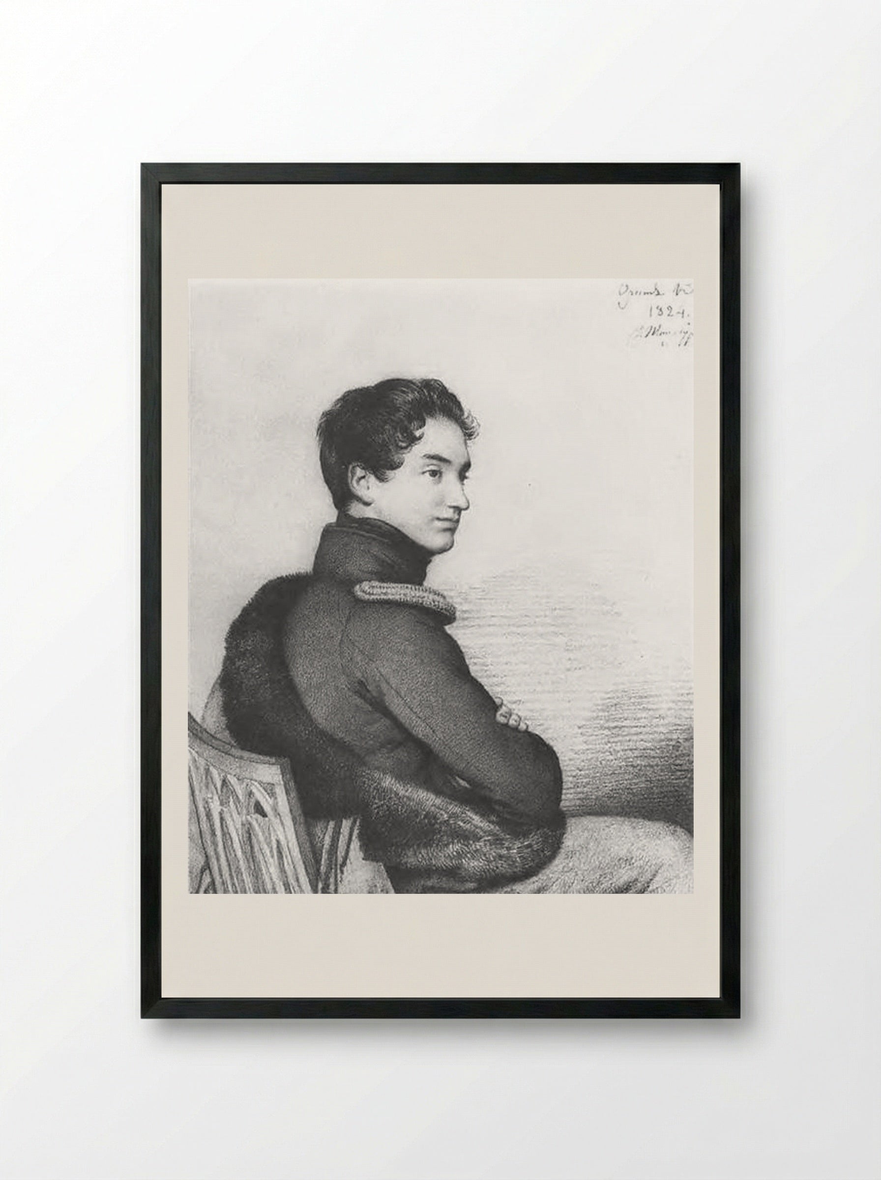 Portrait of Count Sergei Petrovich Buturlin - Orest Kiprensky - Framed Print Black