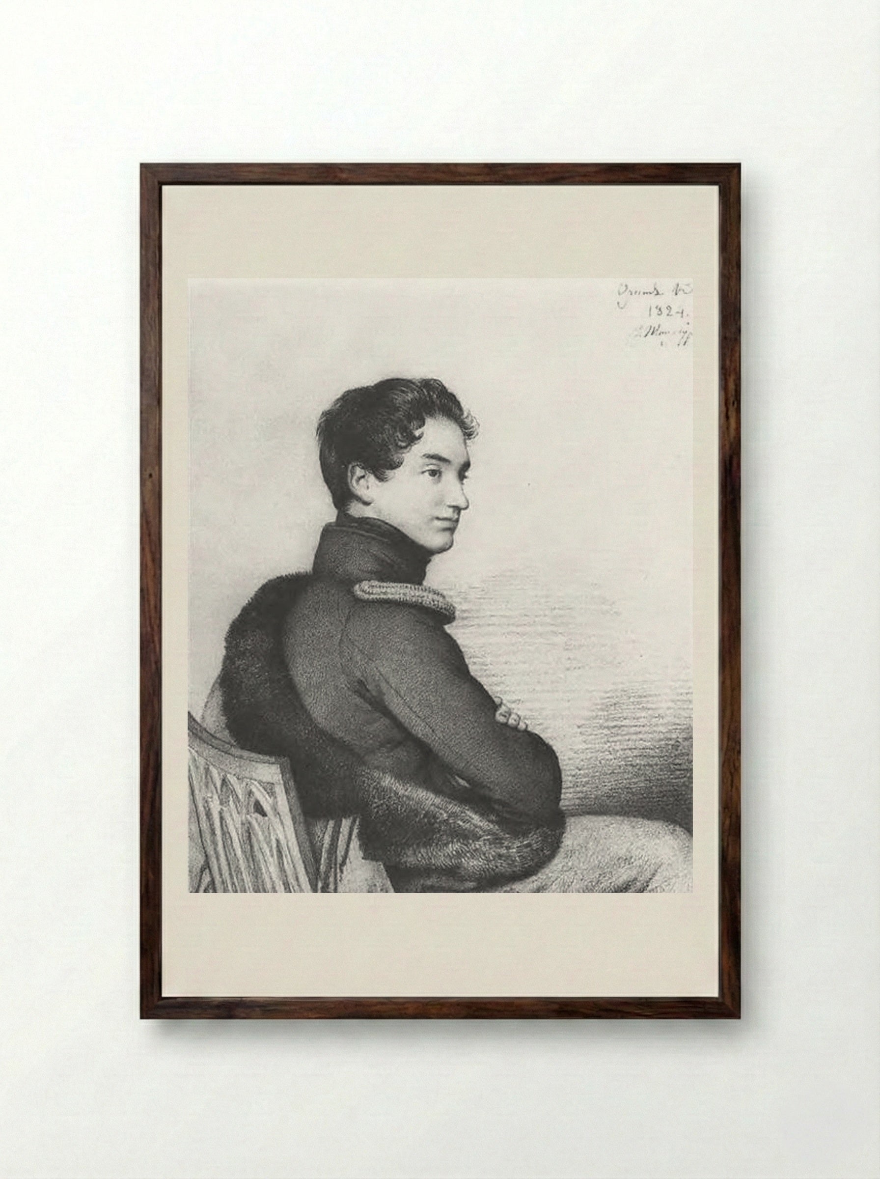 Portrait of Count Sergei Petrovich Buturlin - Orest Kiprensky - Framed Print Dark Wood