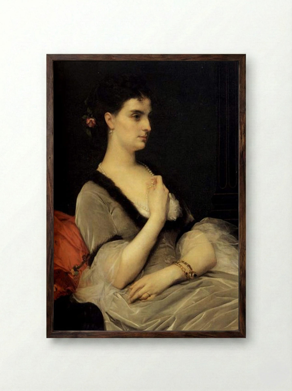 Portrait of Countess E.A. Vorontova-Dashkova - Alexandre Cabanel - Framed Print Dark Wood