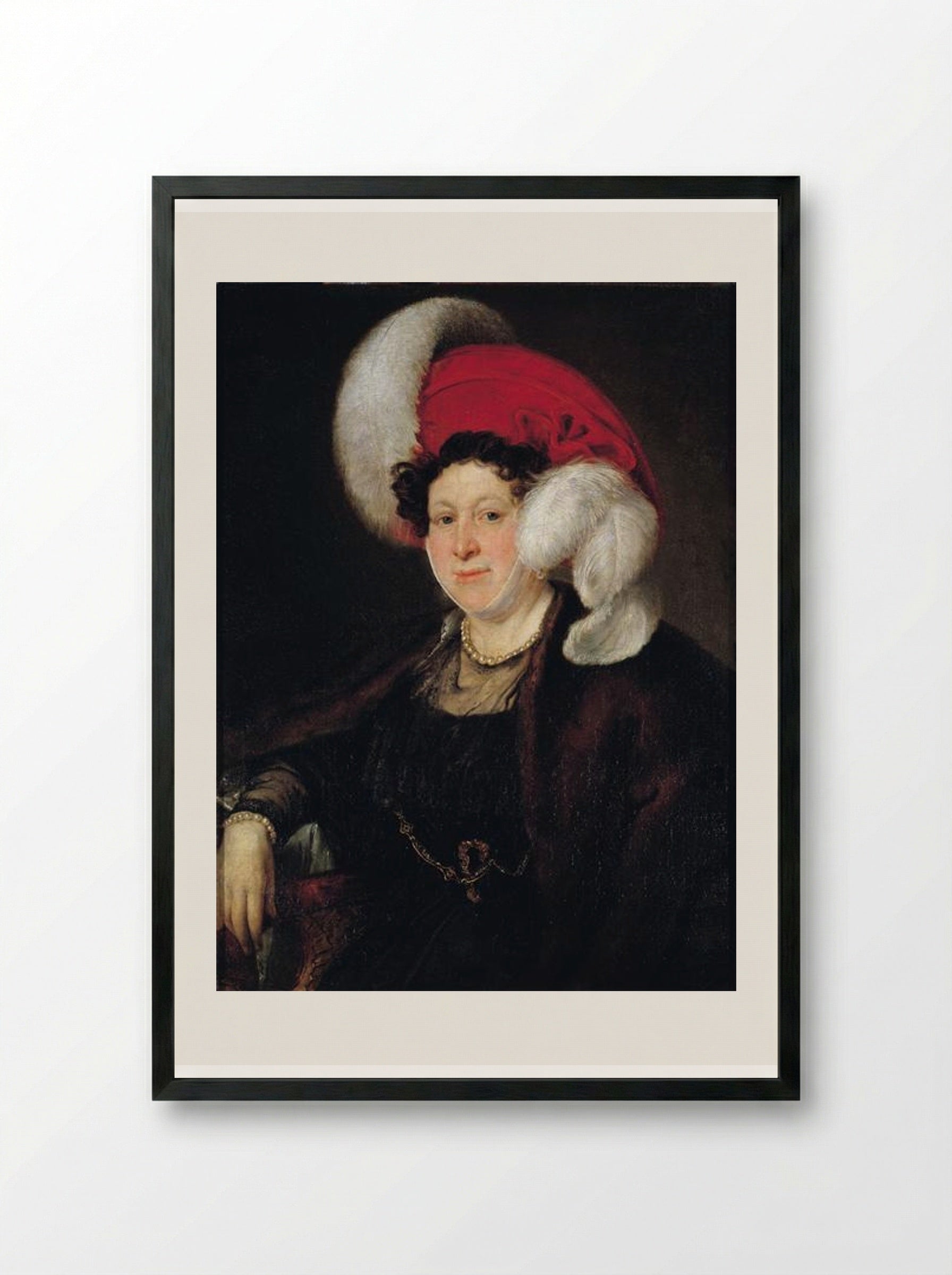 Portrait of Countess N. A. Zubova - Vasily Tropinin - Framed Print Black