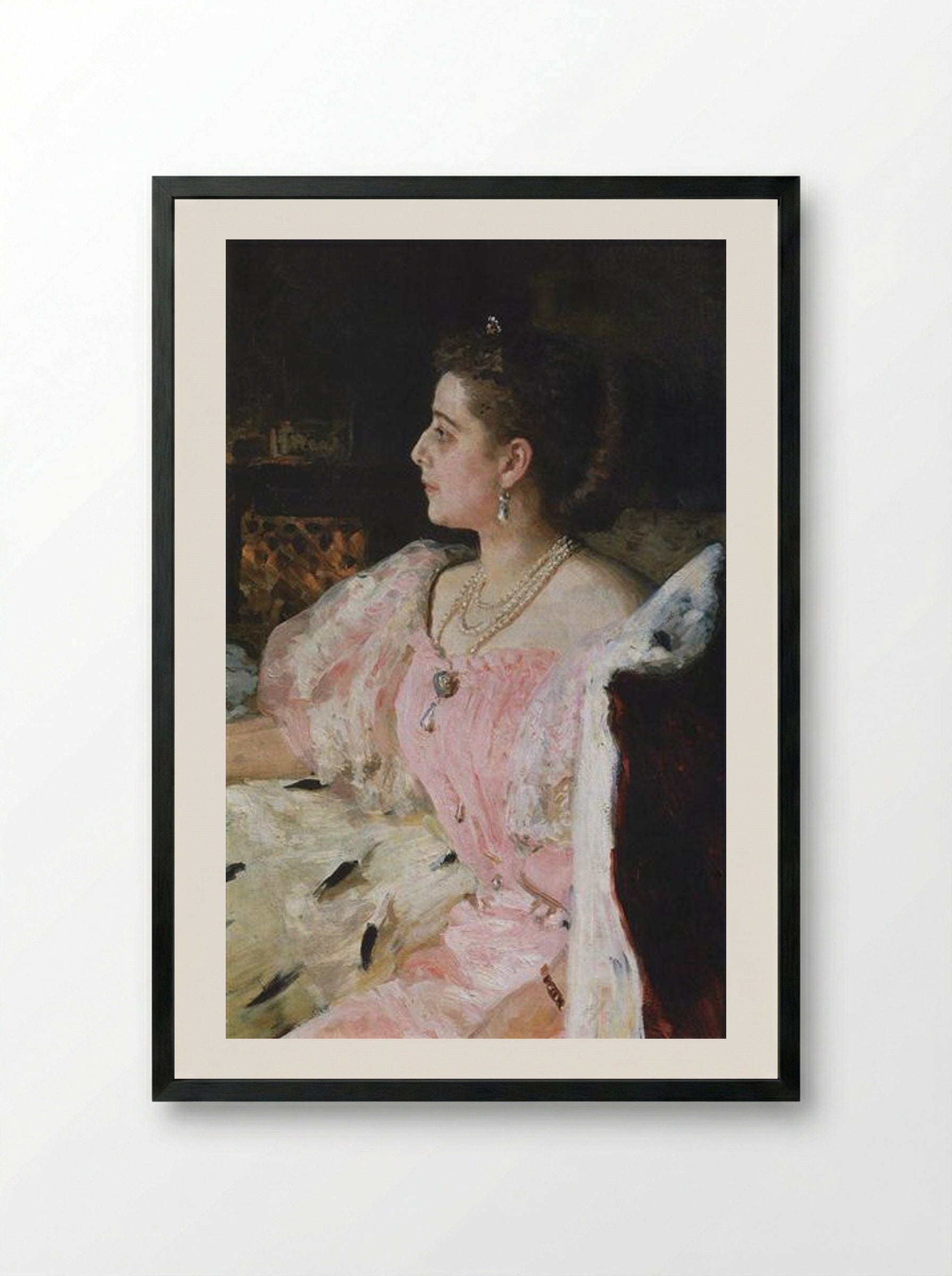 Portrait of Countess Natalia Golovina - Ilya Repin - Framed Print Black