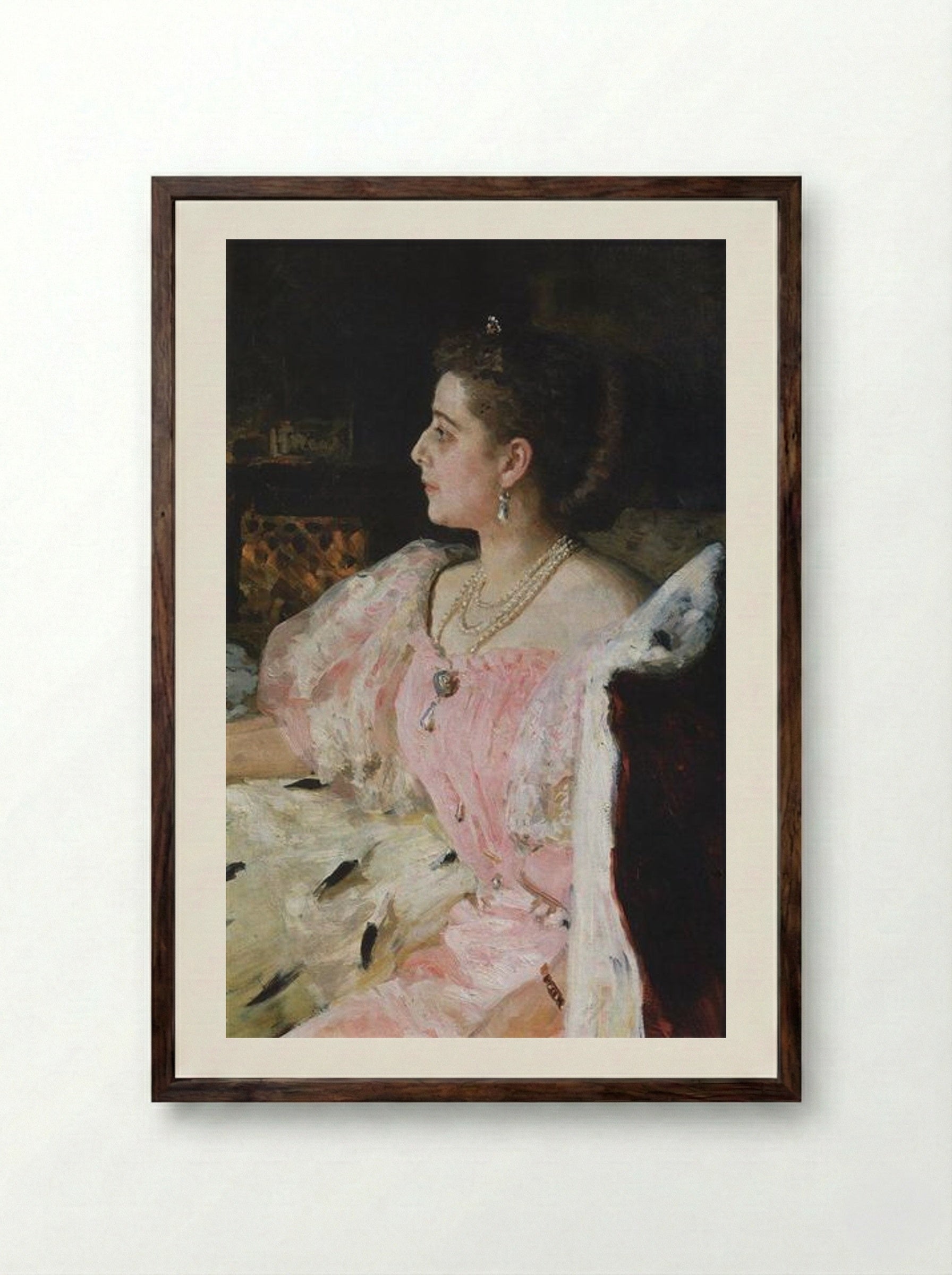 Portrait of Countess Natalia Golovina - Ilya Repin - Framed Print Dark Wood