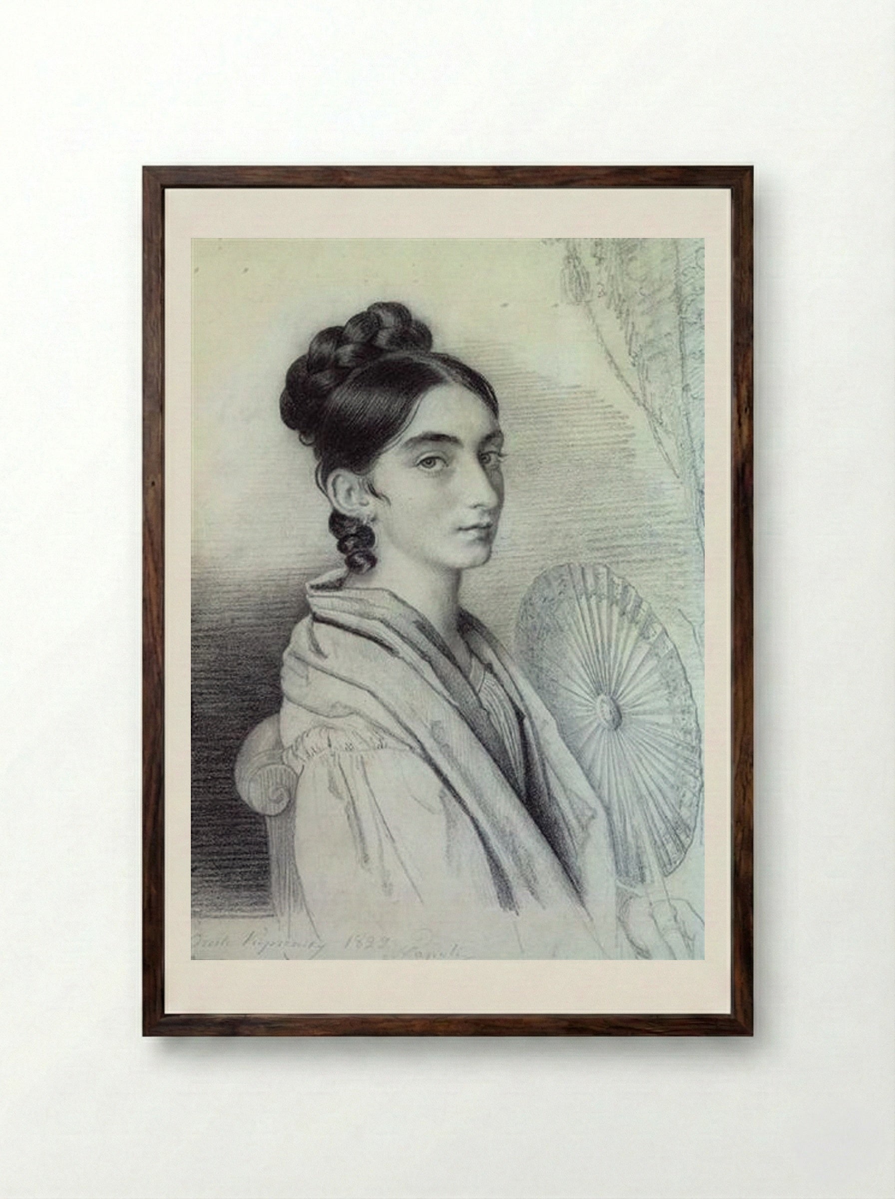 Portrait of Countess Sophia Alexandrovna Golenischev-Kutuzova - Orest Kiprensky - Framed Print Dark Wood