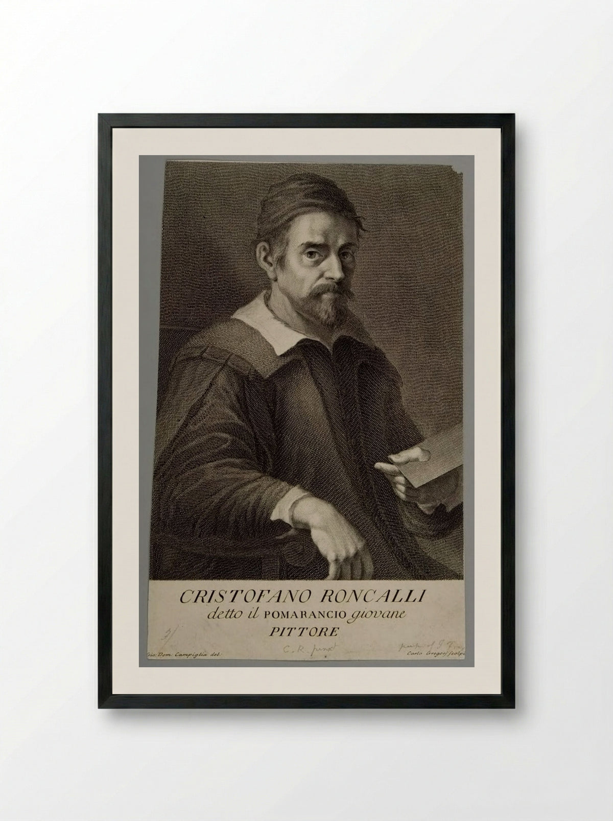 Portrait of Cristofano Roncalli - Carlo Gregori - Framed Print Black