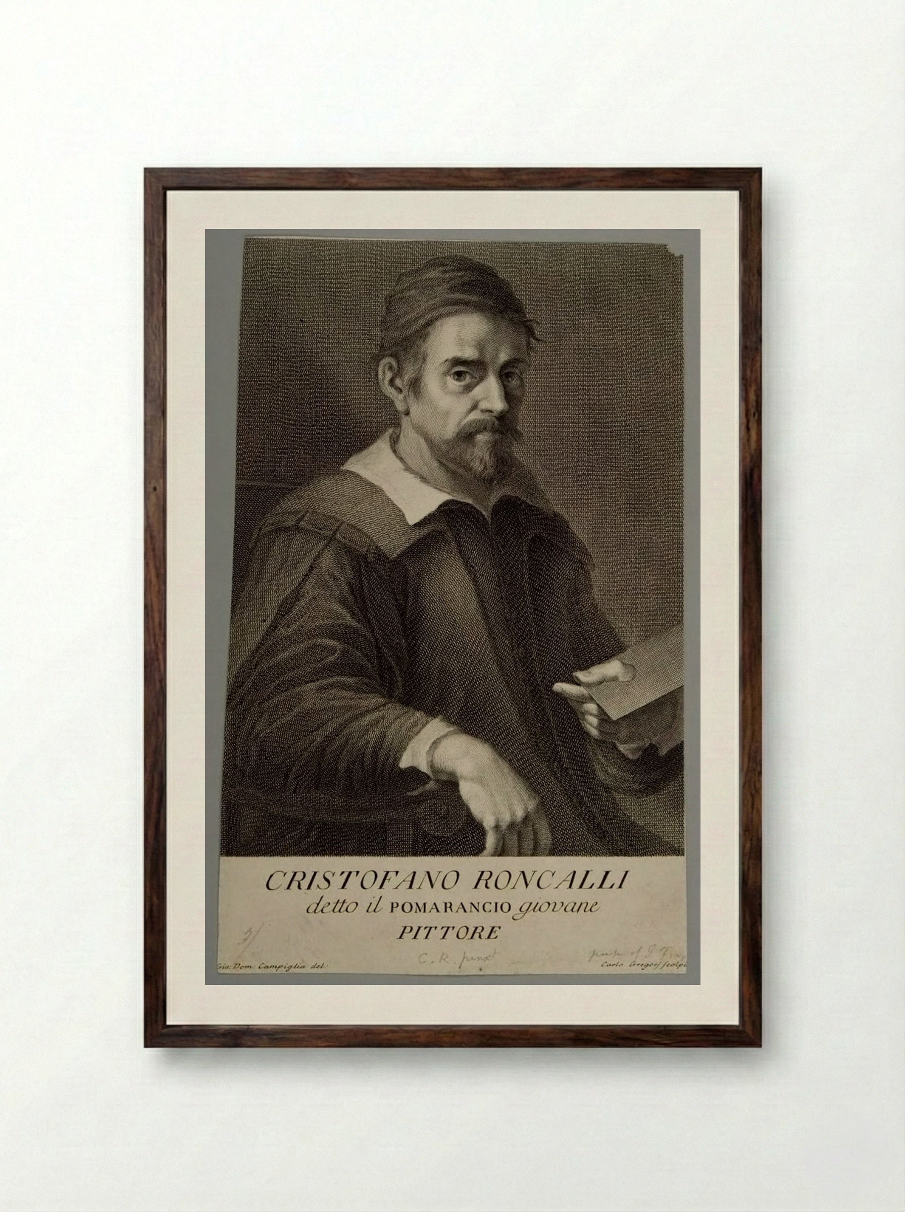 Portrait of Cristofano Roncalli - Carlo Gregori - Framed Print Dark Wood