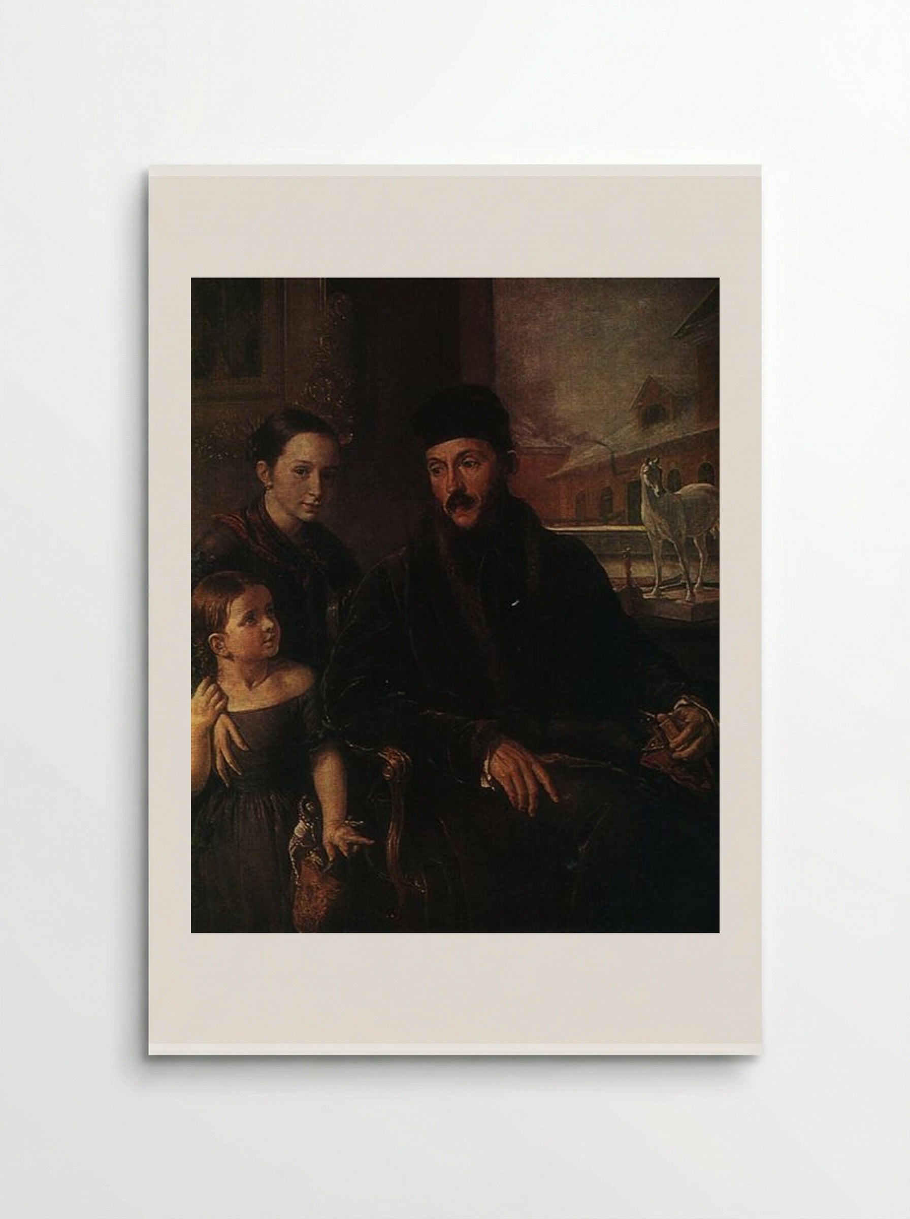 Portrait of D. P. Voyeikov with His Daughter and the Governess Miss Sorock - Vasily Tropinin - Poster