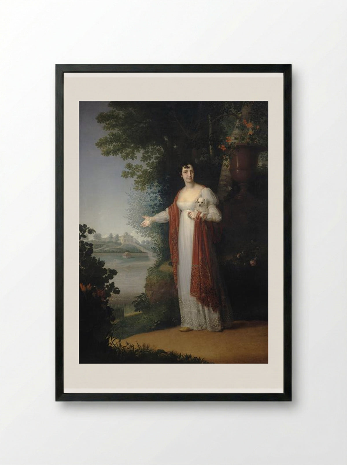 Portrait of D.A. Derzhavina - Vladimir Borovikovsky - Framed Print Black