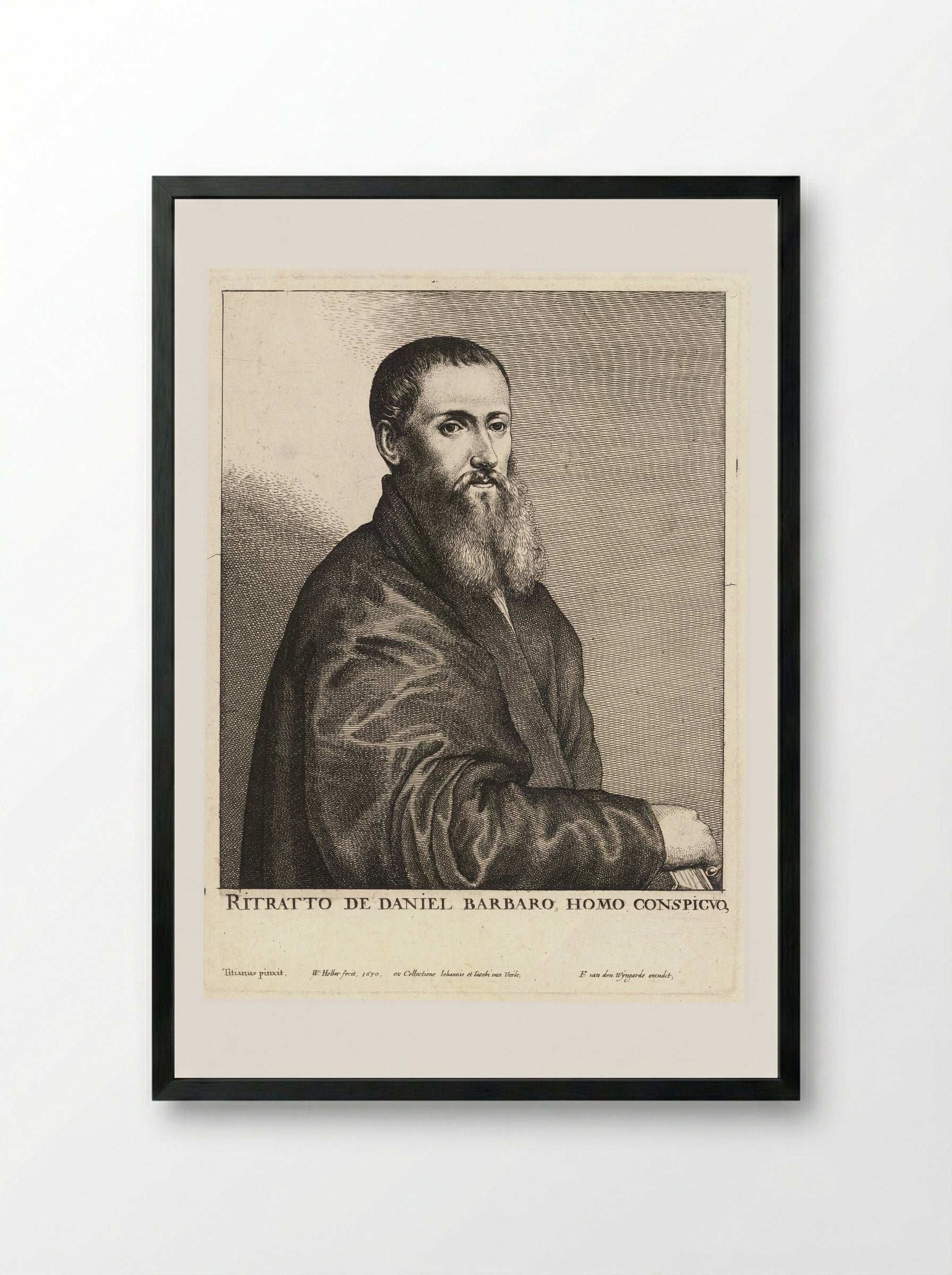 Portrait of Daniele Barbaro - Wenceslaus Hollar - Framed Print Black