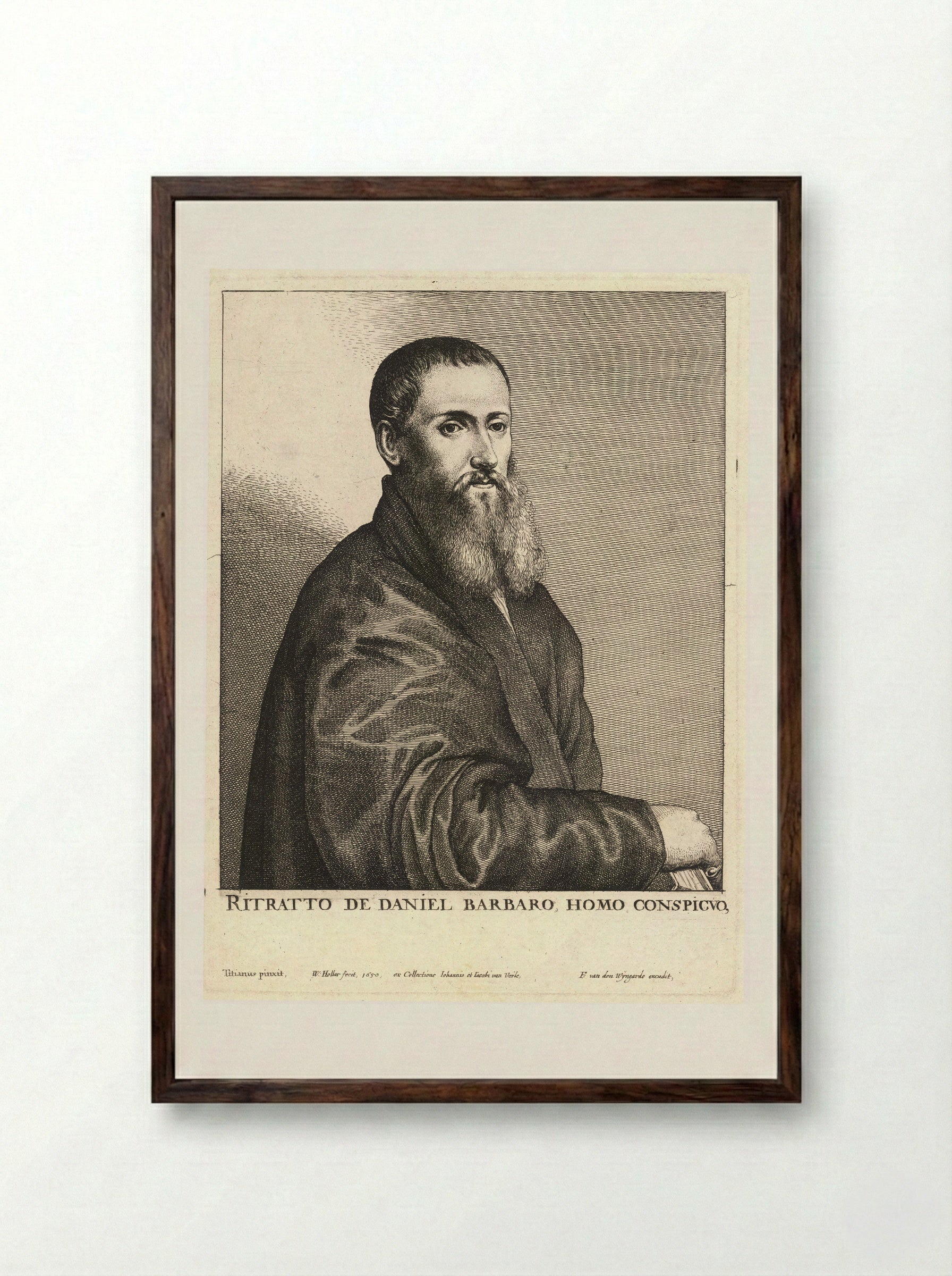 Portrait of Daniele Barbaro - Wenceslaus Hollar - Framed Print Dark Wood