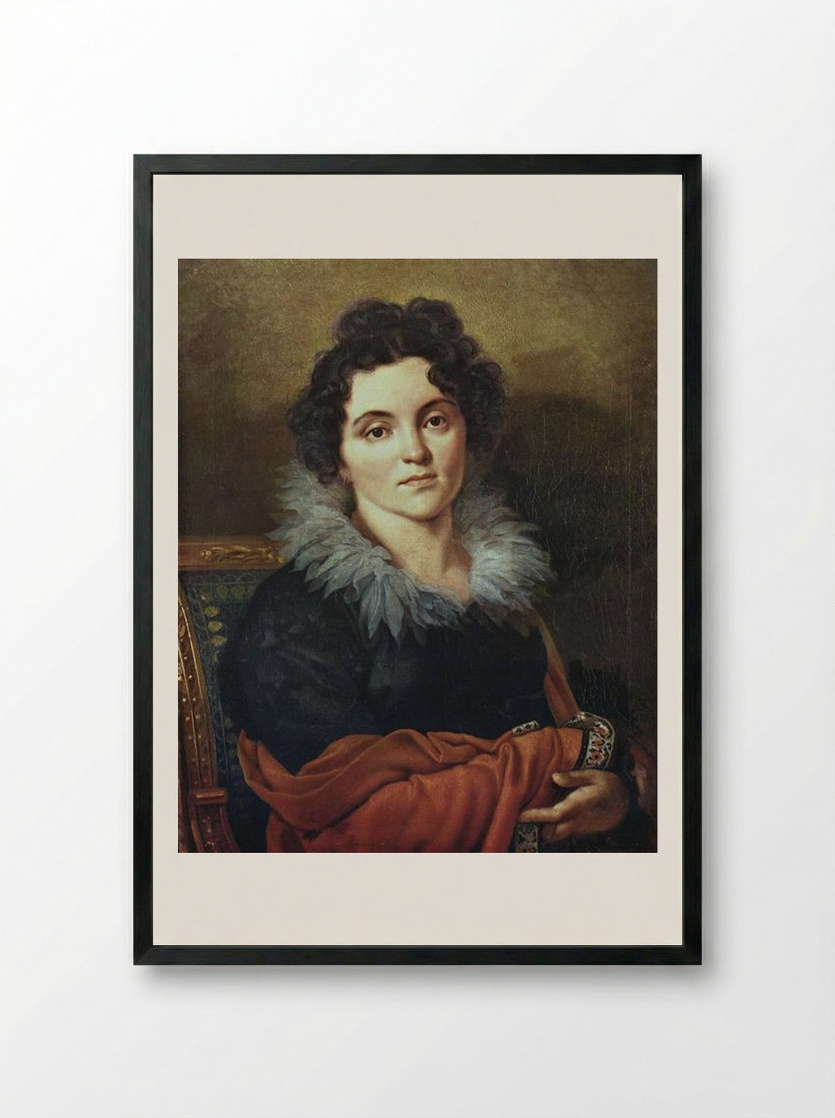 Portrait of Darya Nikolaevna Chvostova - Orest Kiprensky - Framed Print Black