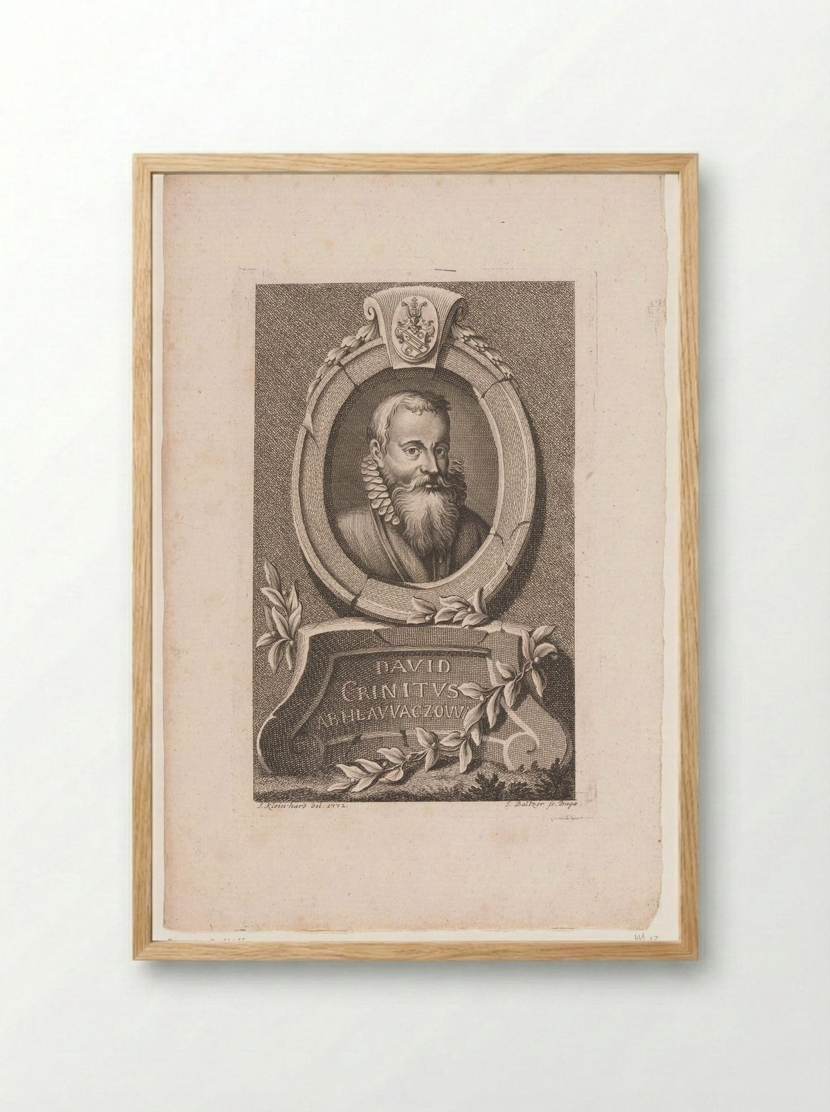 Portrait of David Crinitus z Hlavácova - Jan Balzer - Framed Print Wood