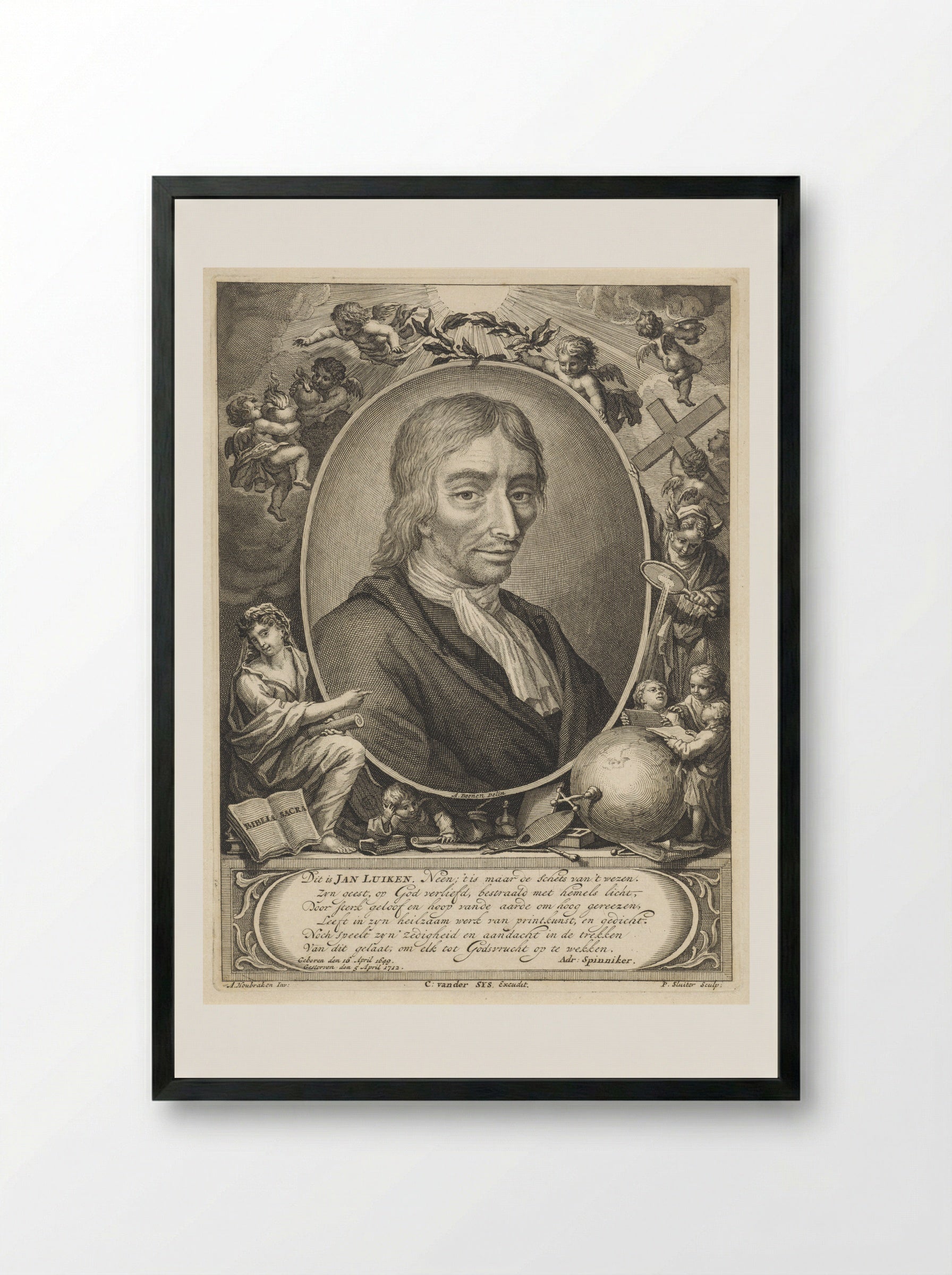 Portrait of David Flud van Giffen - Jan Luyken - Framed Print Black