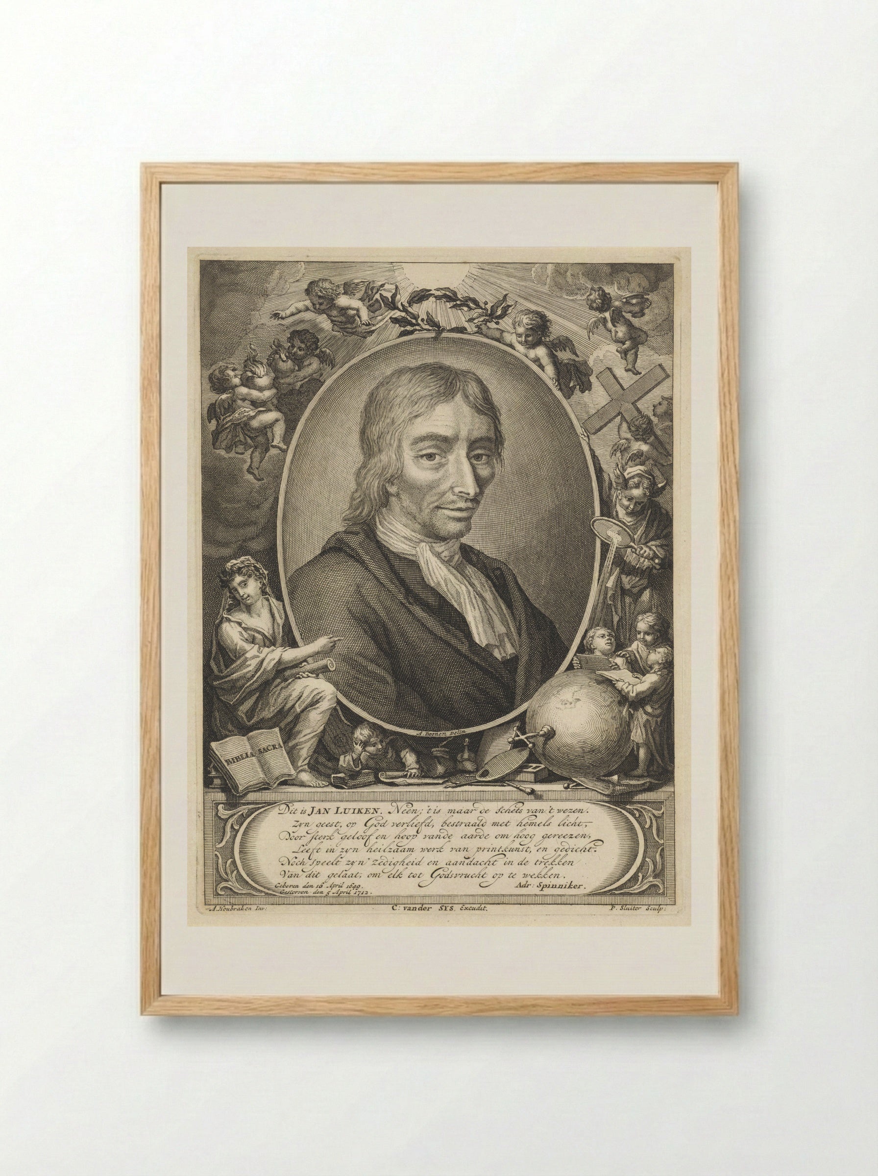 Portrait of David Flud van Giffen - Jan Luyken - Framed Print Wood