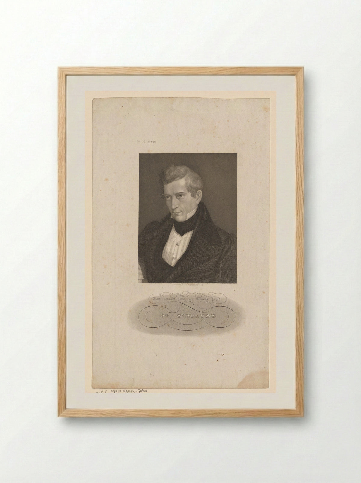 Portrait of David Friedrich Strauss - Bibliographisches Institut - Framed Print Wood
