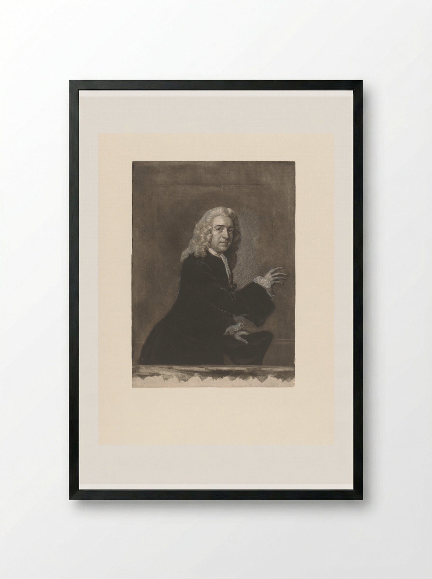 Portrait of David Garrick as Peter Puff - James McArdell - Framed Print Black