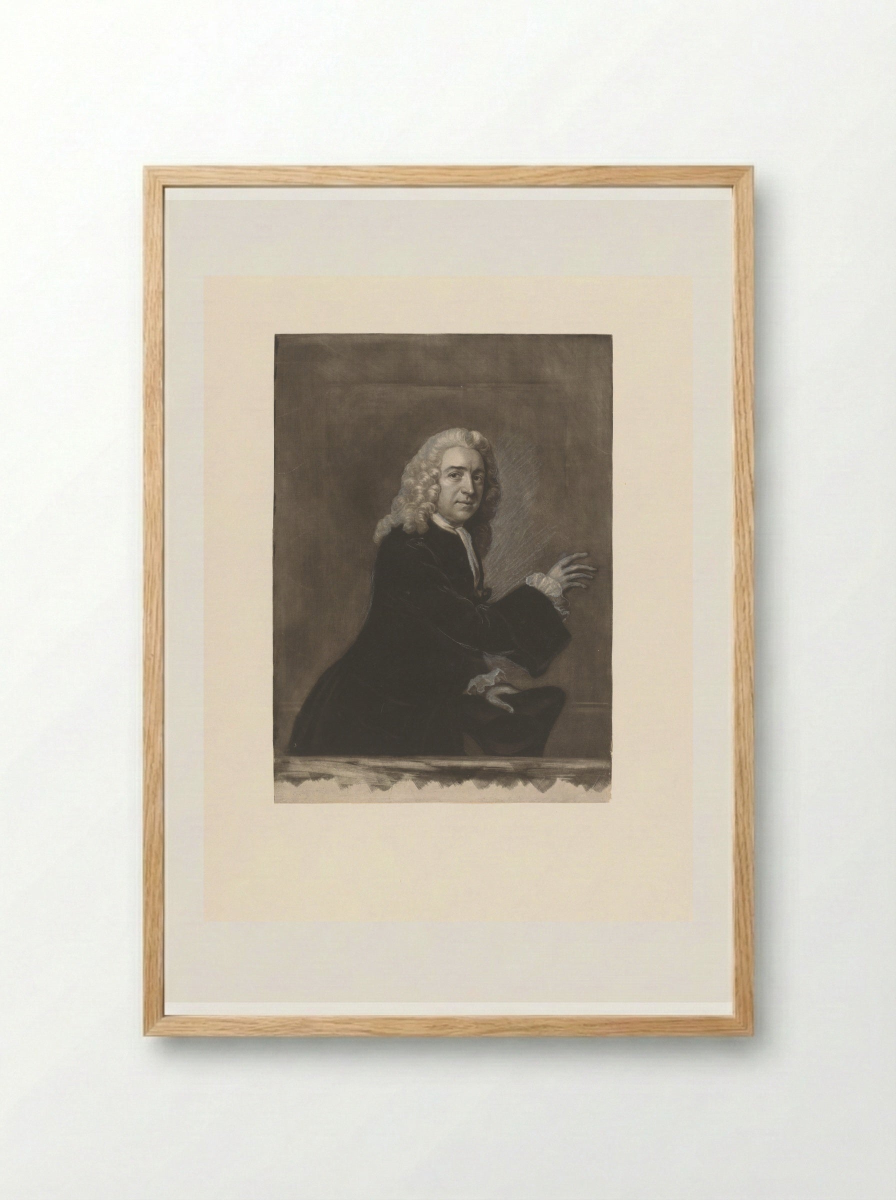 Portrait of David Garrick as Peter Puff - James McArdell - Framed Print Wood