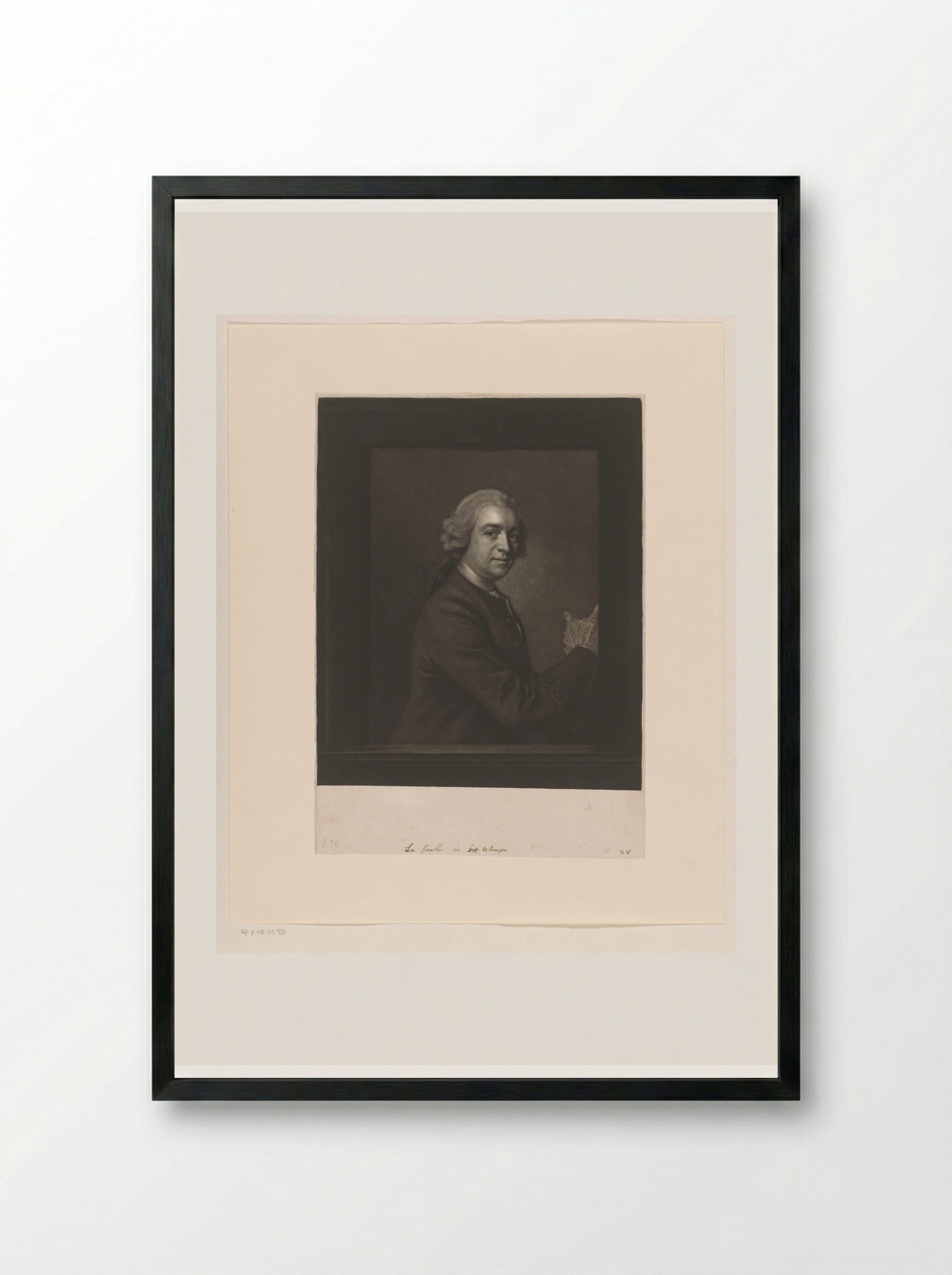 Portrait of David Garrick - James McArdell - Framed Print Black