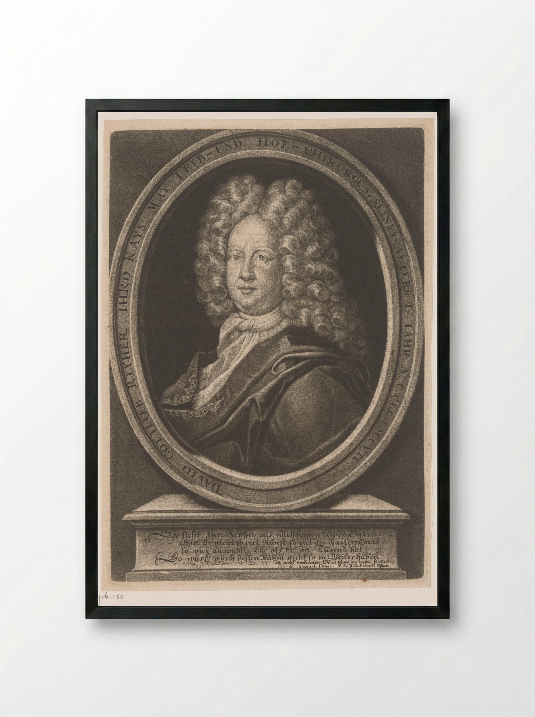 Portrait of David Gottlieb Reyher - Christoph Weigel - Framed Print Black