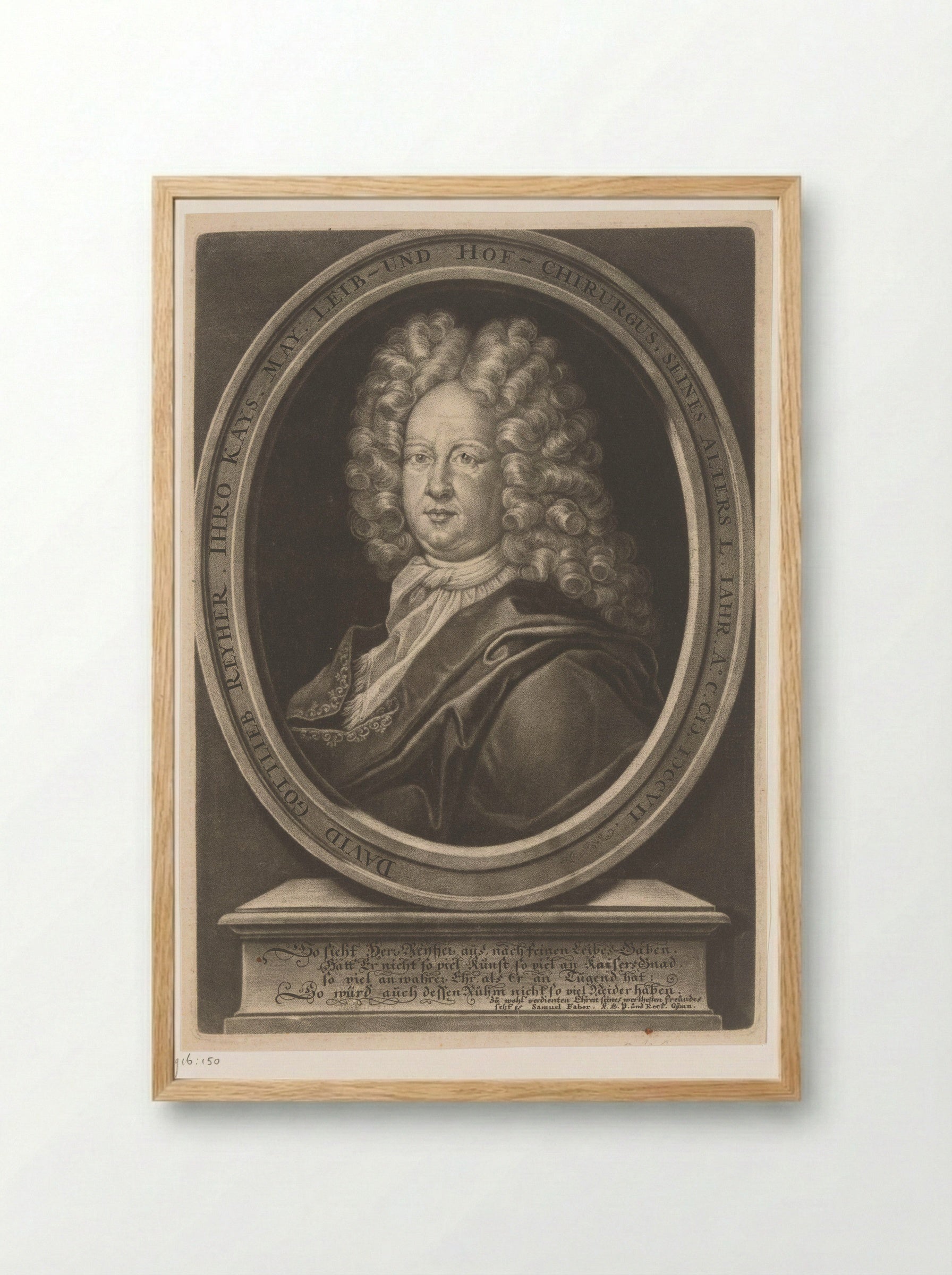 Portrait of David Gottlieb Reyher - Christoph Weigel - Framed Print Wood
