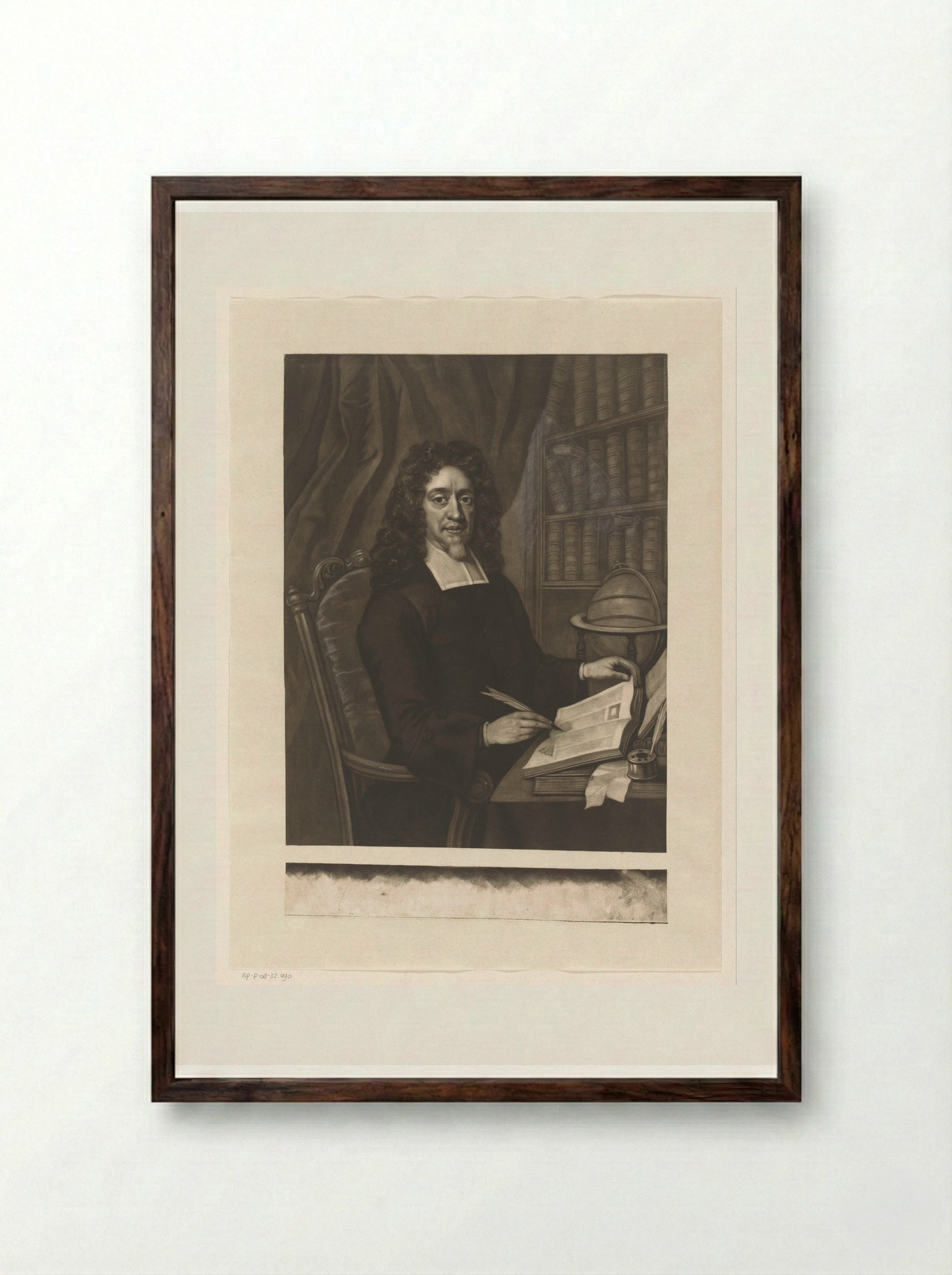 Portrait of David Nieto - James McArdell - Framed Print Dark Wood