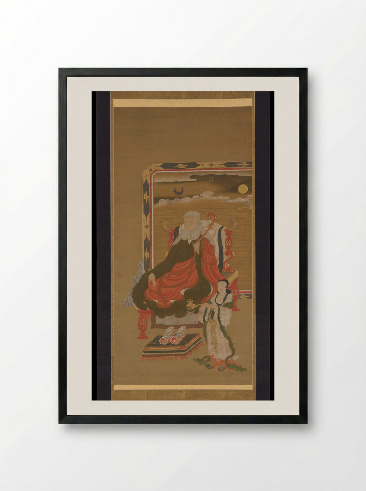 Portrait of Dengyō Daishi (Saichō) - Fine Art Print - Framed Print Black
