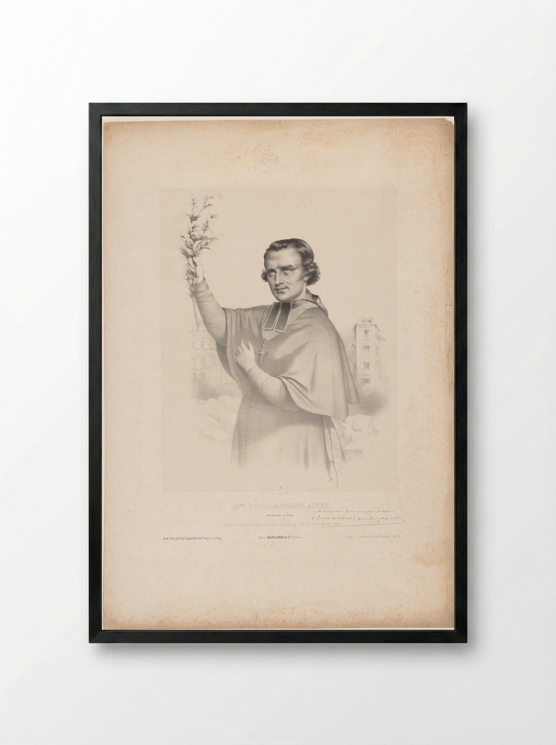 Portrait of Denis Auguste Affre, Archbishop of Paris - Marie Alexandre Alophe - Framed Print Black