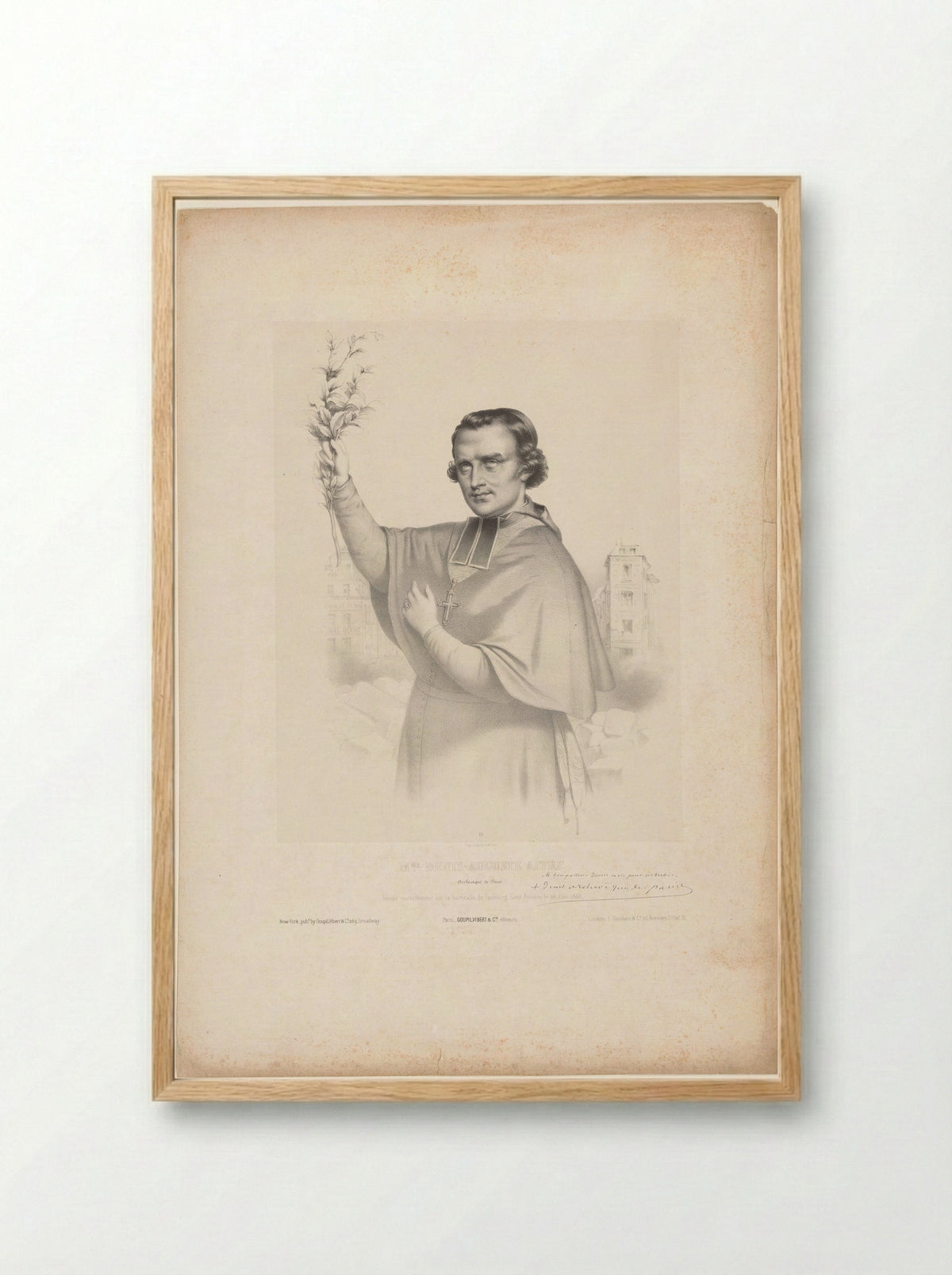 Portrait of Denis Auguste Affre, Archbishop of Paris - Marie Alexandre Alophe - Framed Print Wood