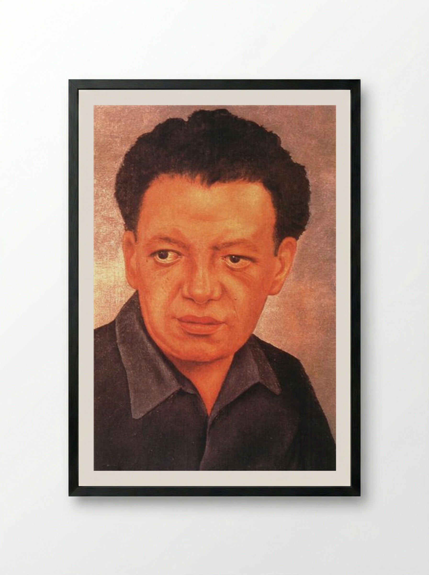 Portrait of Diego Rivera - Frida Kahlo - Framed Print Black