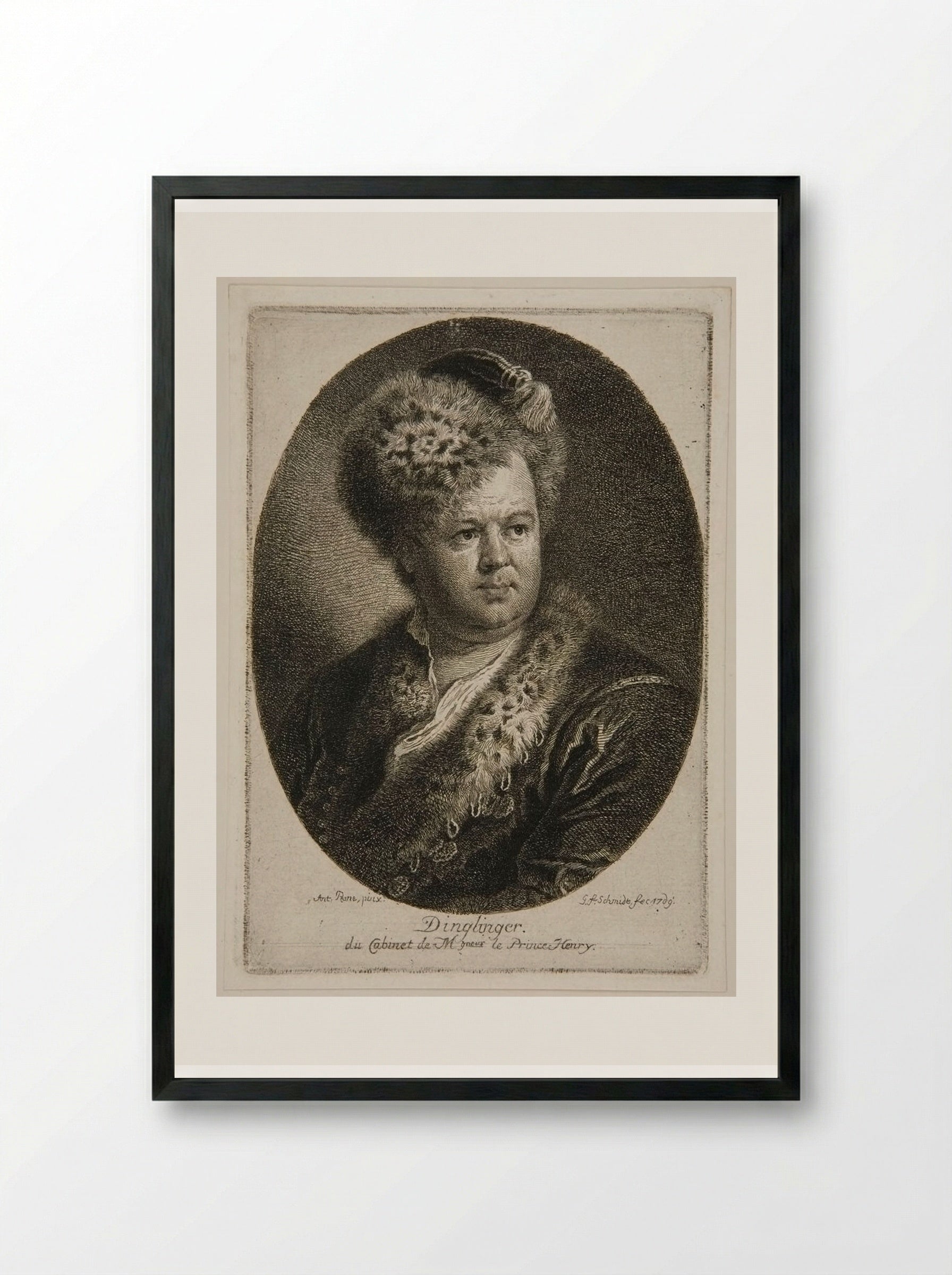 Portrait of Dinglinger - Georg Friedrich Schmidt - Framed Print Black
