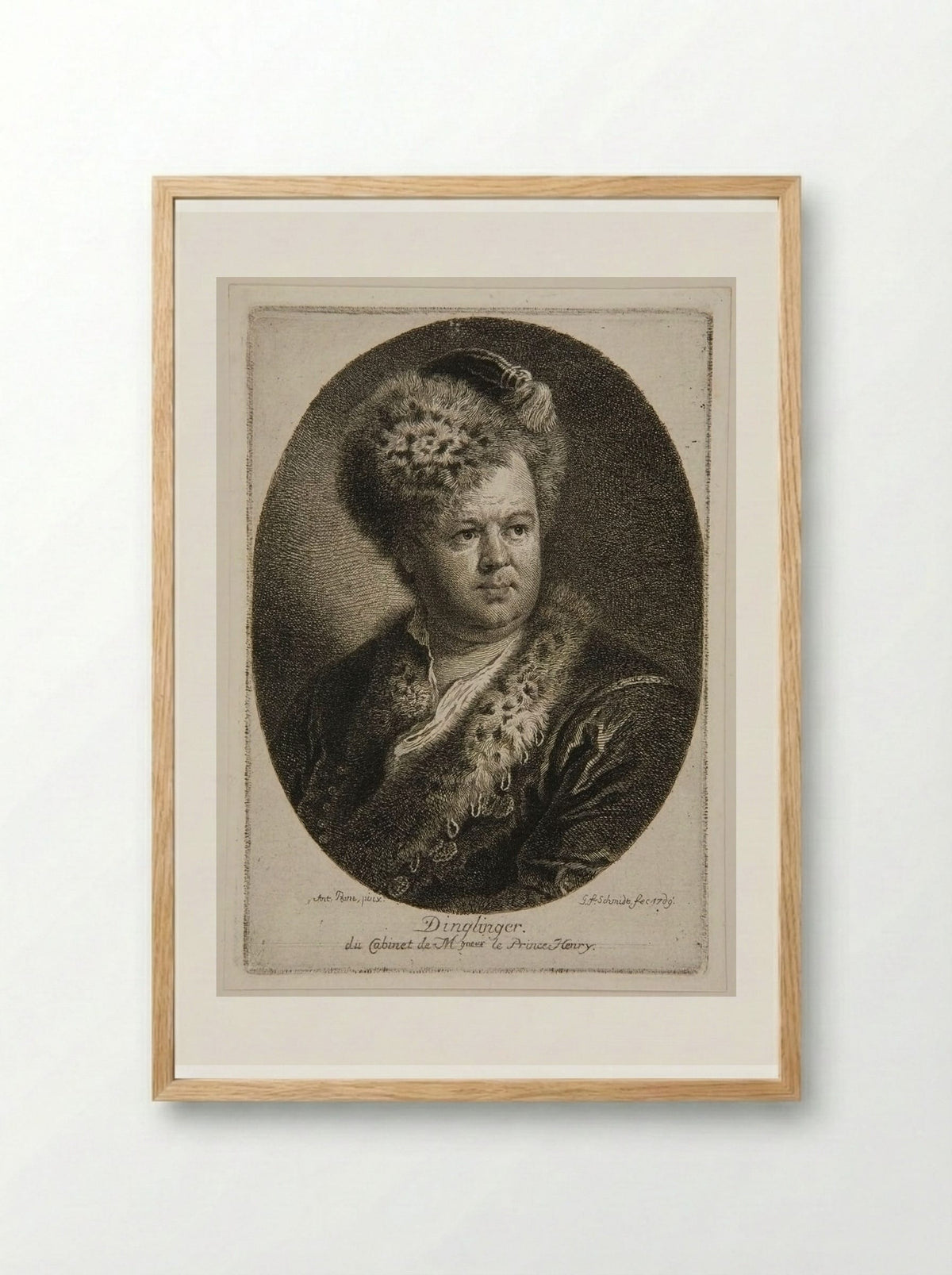 Portrait of Dinglinger - Georg Friedrich Schmidt - Framed Print Wood