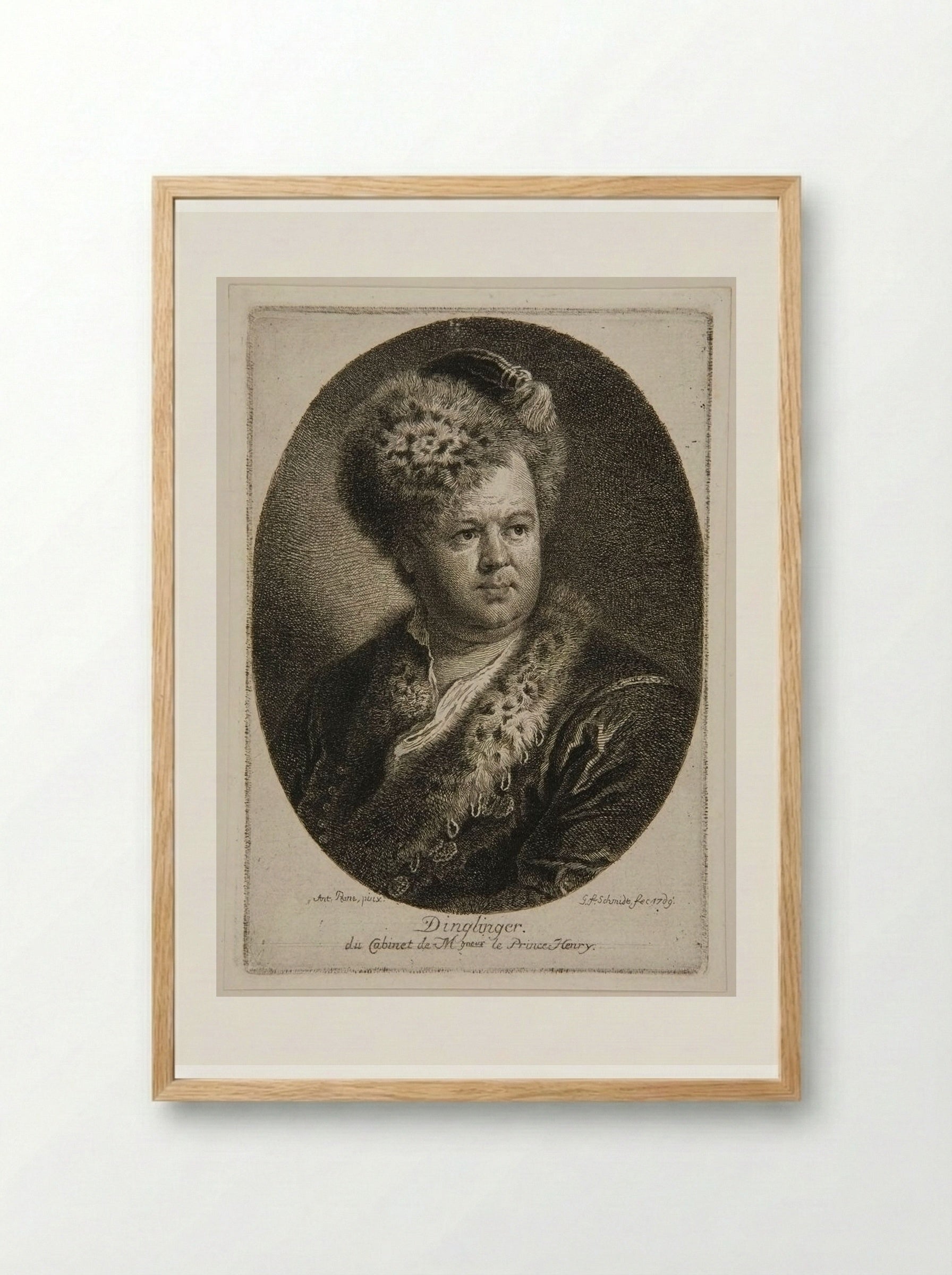 Portrait of Dinglinger - Georg Friedrich Schmidt - Framed Print Wood