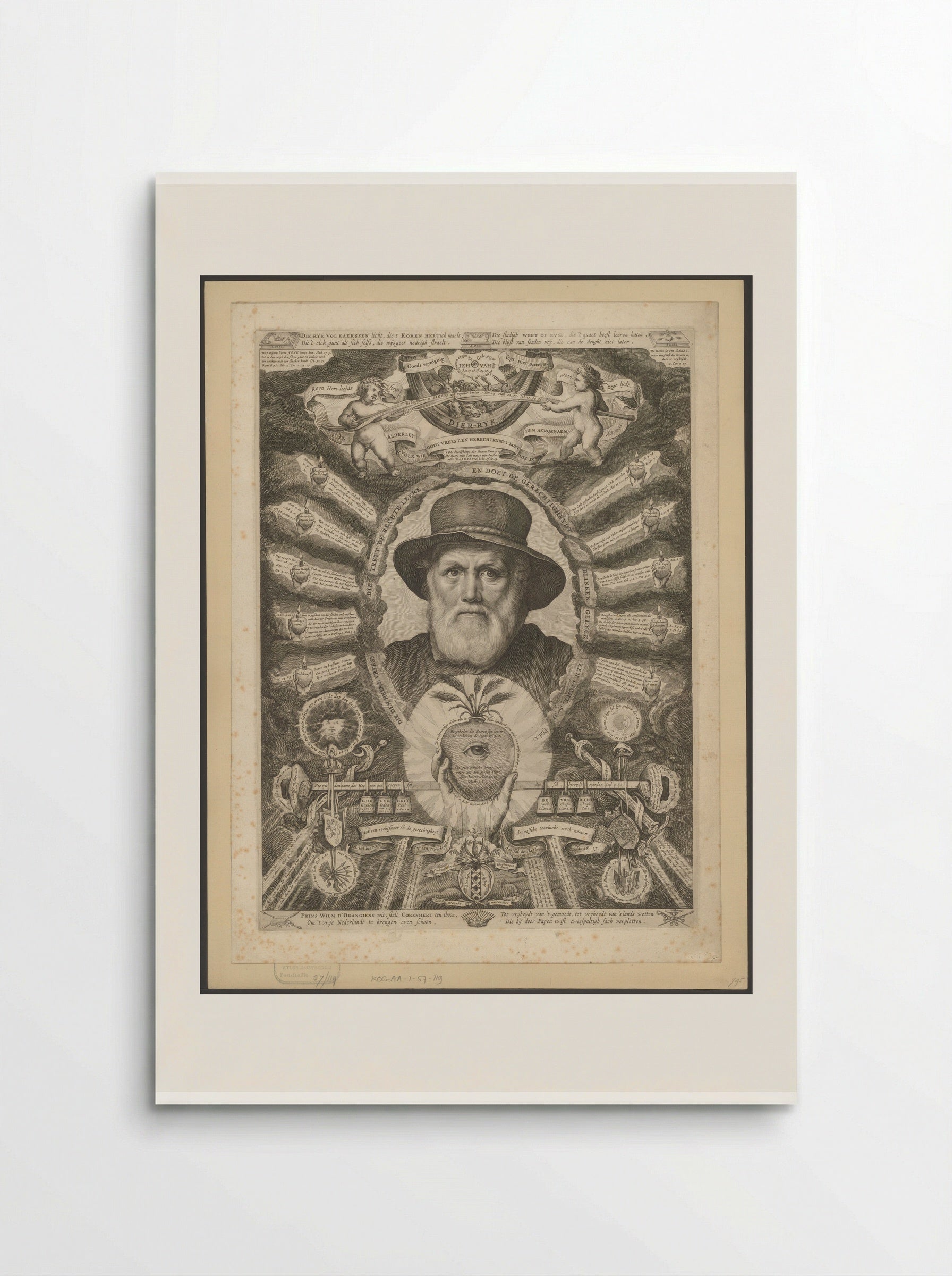 Portrait of Dirck Volckertsz. Coornhert in Allegorical Frame - Theodor Matham - Poster