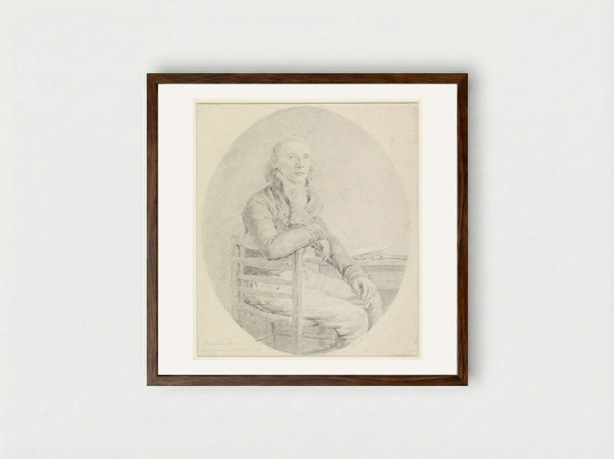 Portrait of Dirk Langendijk - Joannes Bemme - Framed Print Dark Wood