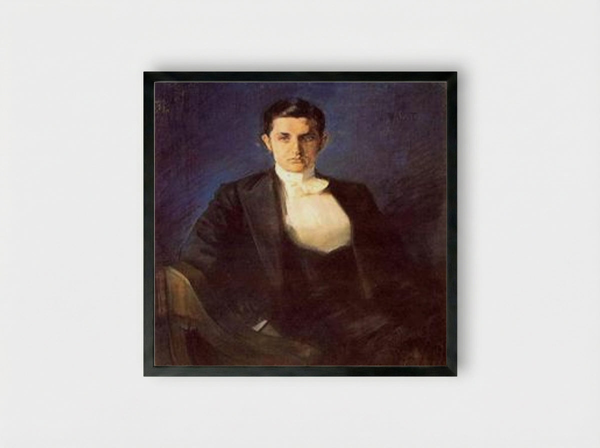 Portrait of Dmitry Filosofov - Leon Bakst - Framed Print Black