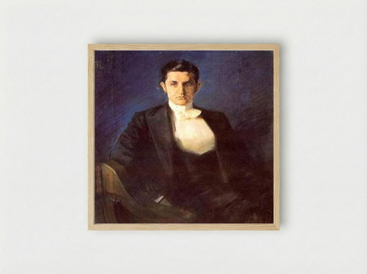 Portrait of Dmitry Filosofov - Leon Bakst - Framed Print Wood
