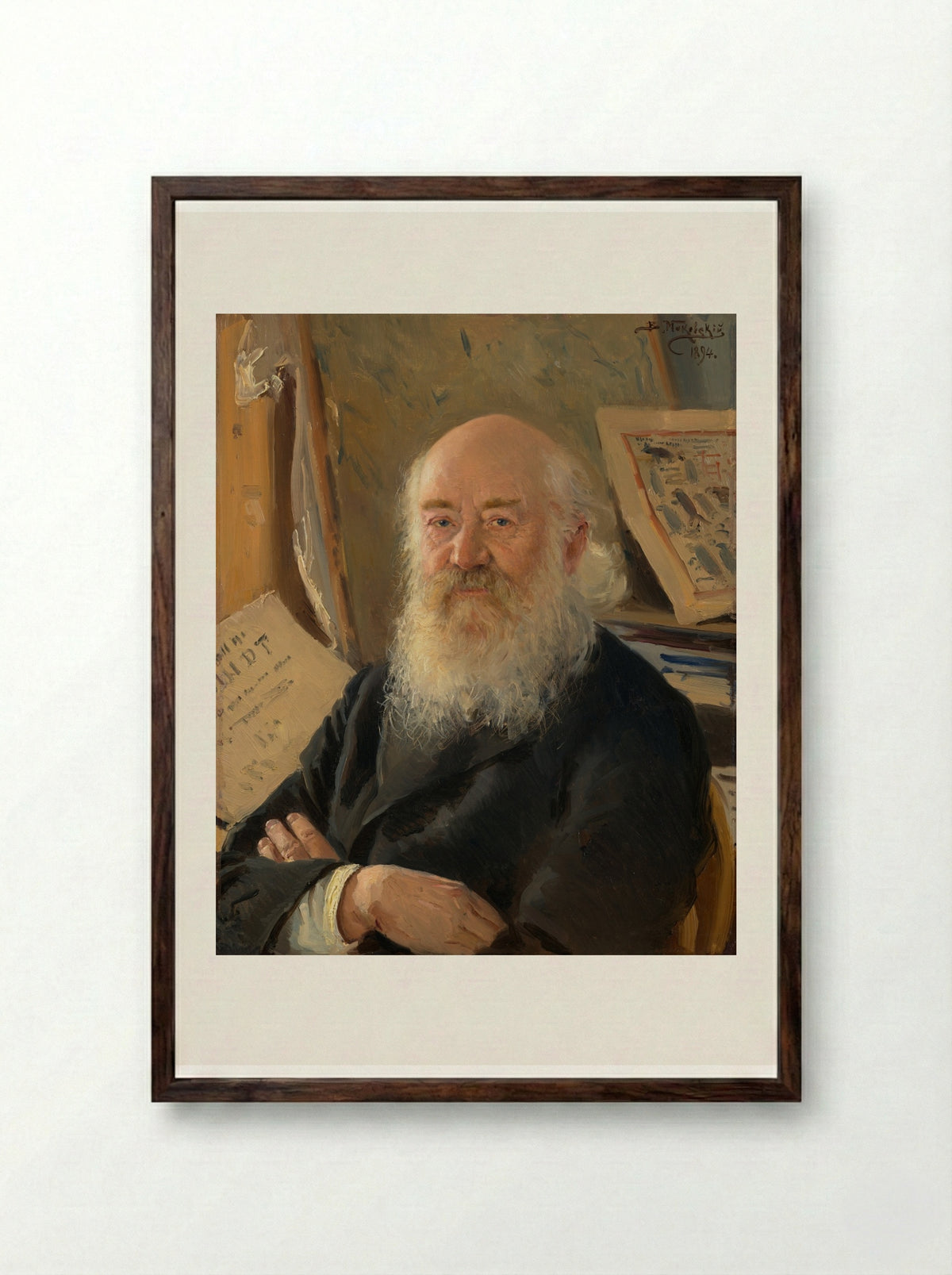 Portrait of Dmitry Rovinsky - Vladimir Makovsky - Framed Print Dark Wood