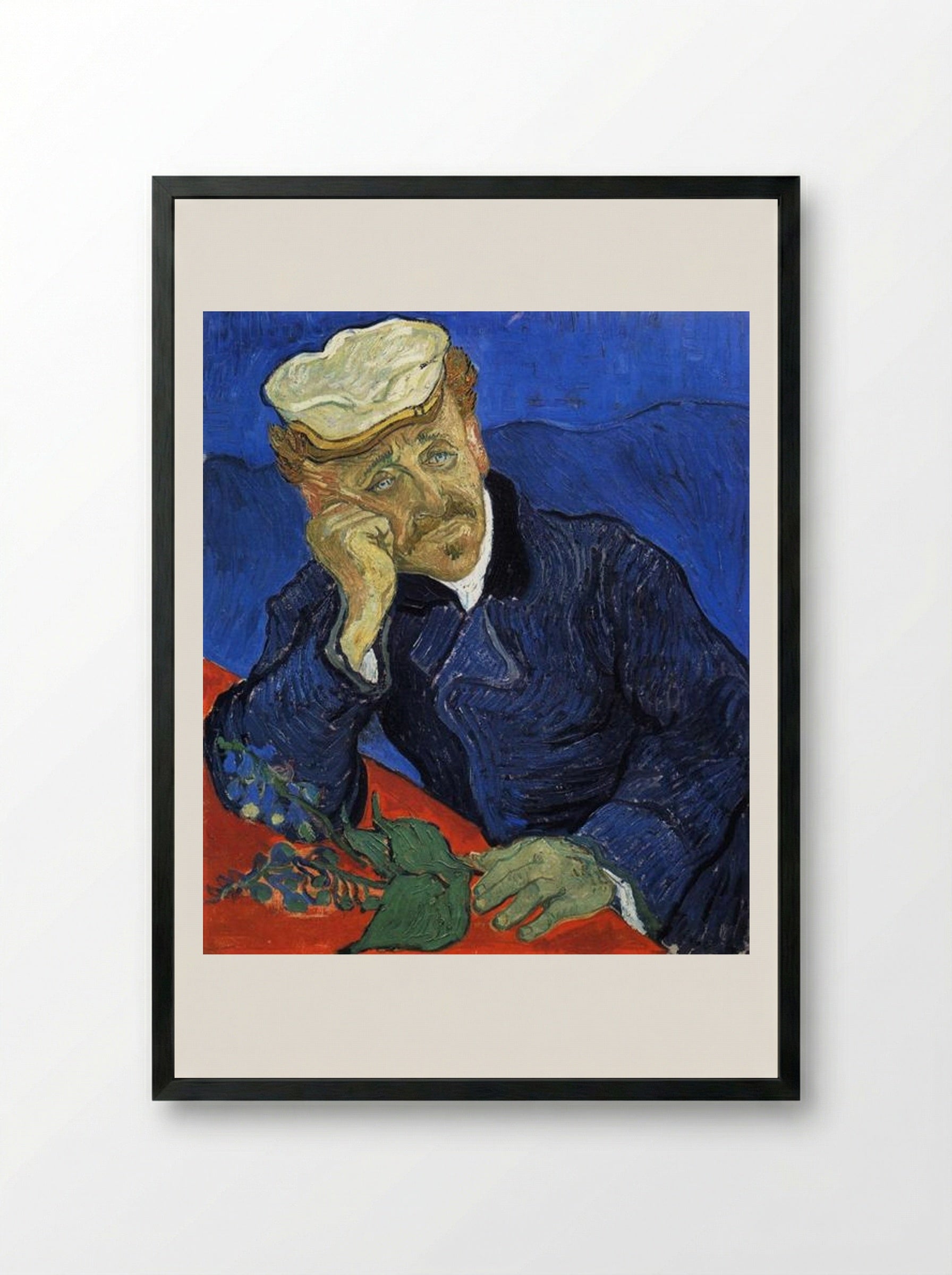 Portrait of Doctor Gachet - Vincent van Gogh - Framed Print Black