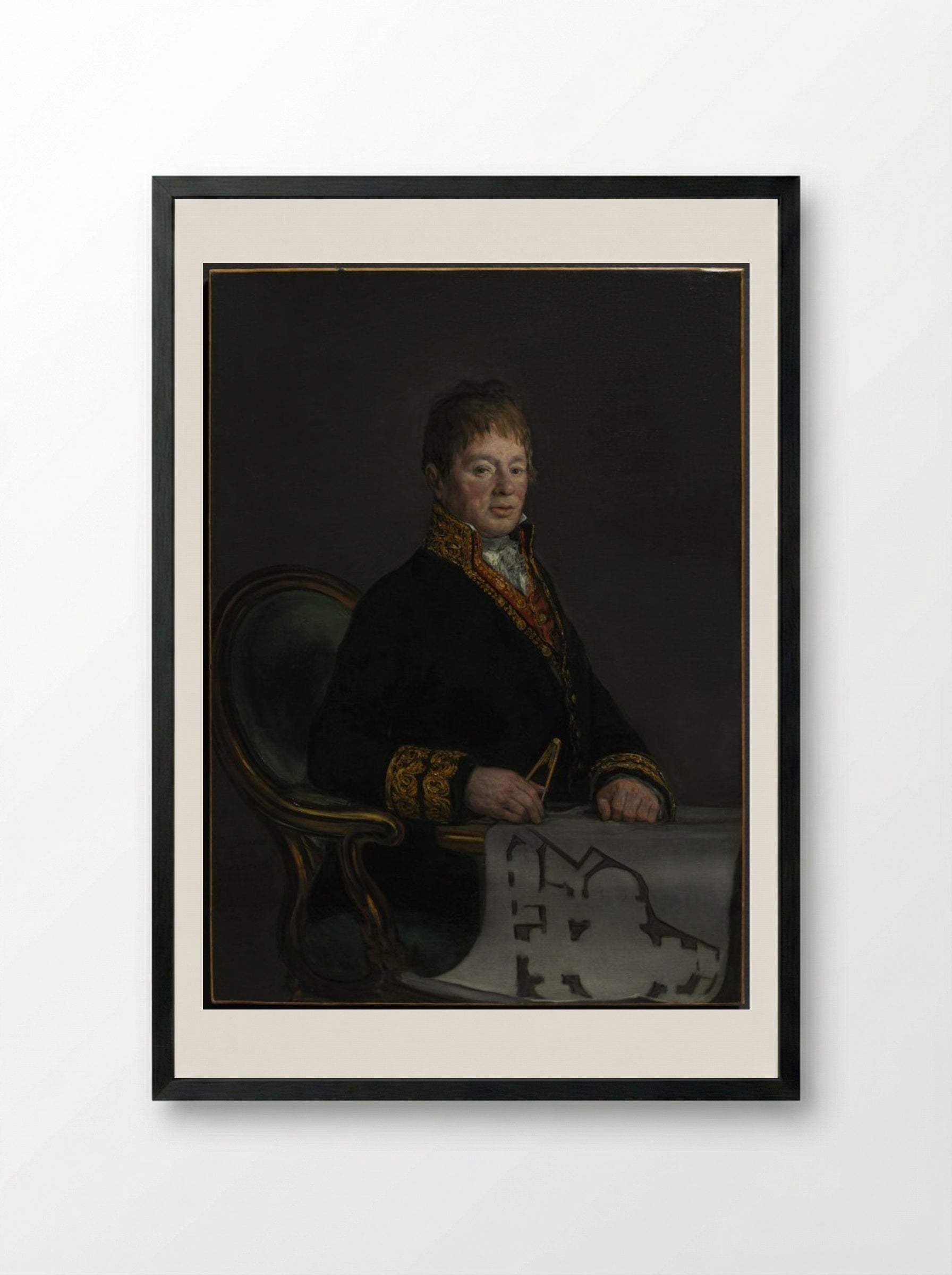 Portrait of Don Juan Antonio Cuervo - Francisco de Goya - Framed Print Black