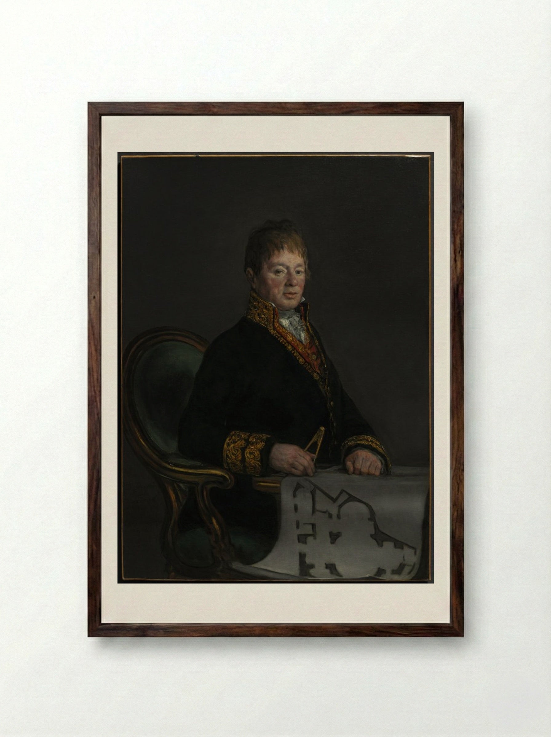 Portrait of Don Juan Antonio Cuervo - Francisco de Goya - Framed Print Dark Wood